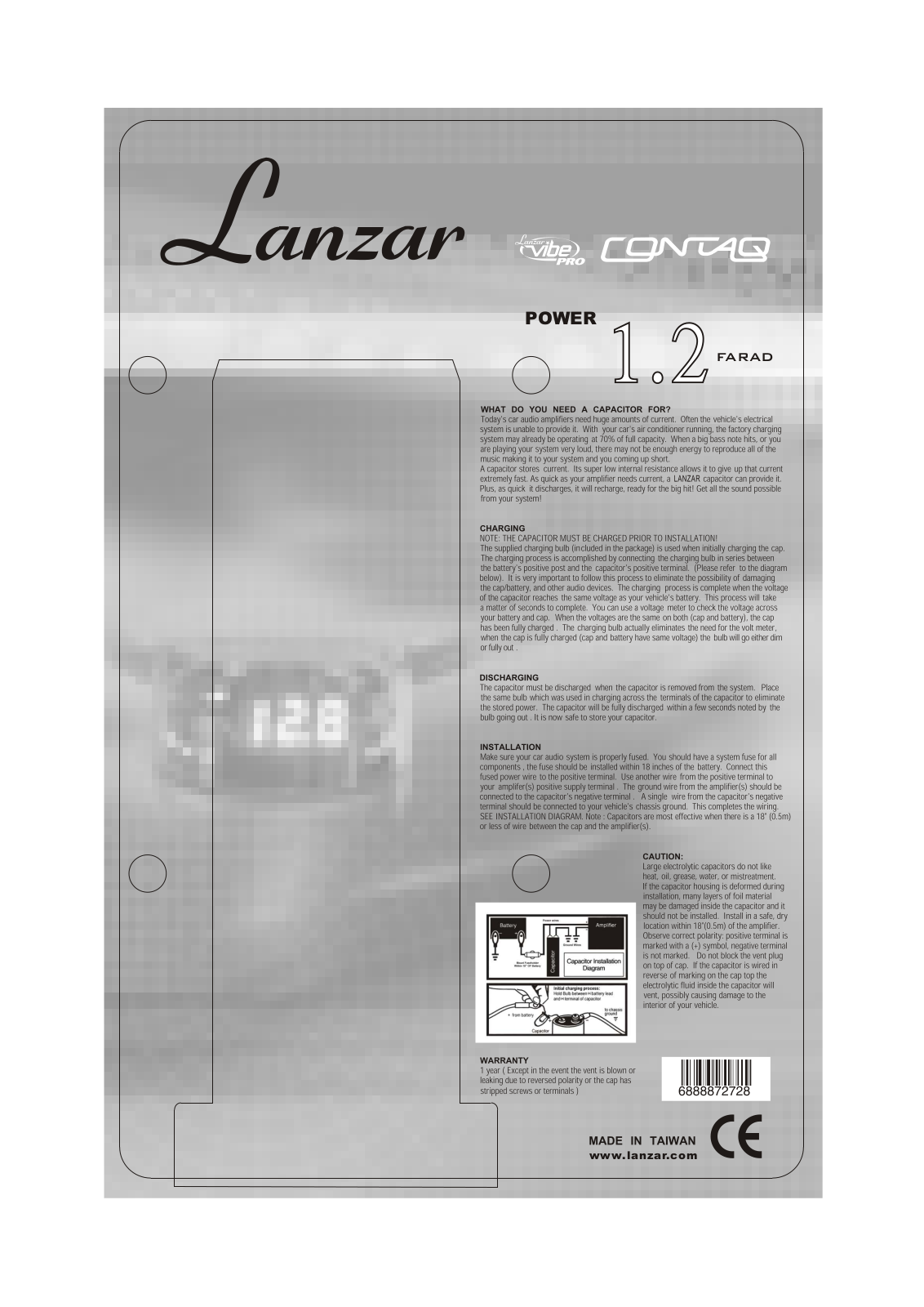 Lanzar LQ12CAP Installation Instruction