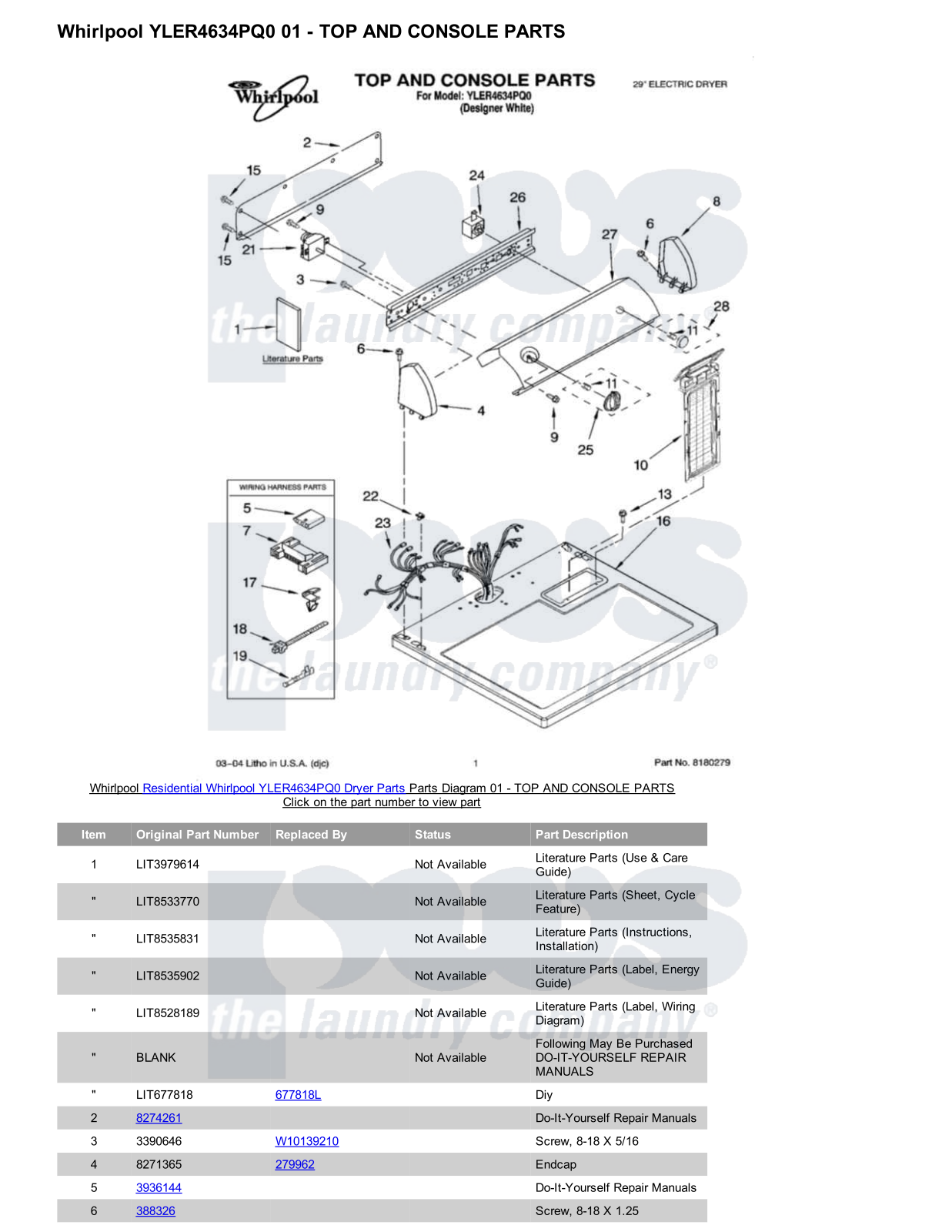 Whirlpool YLER4634PQ0 Parts Diagram