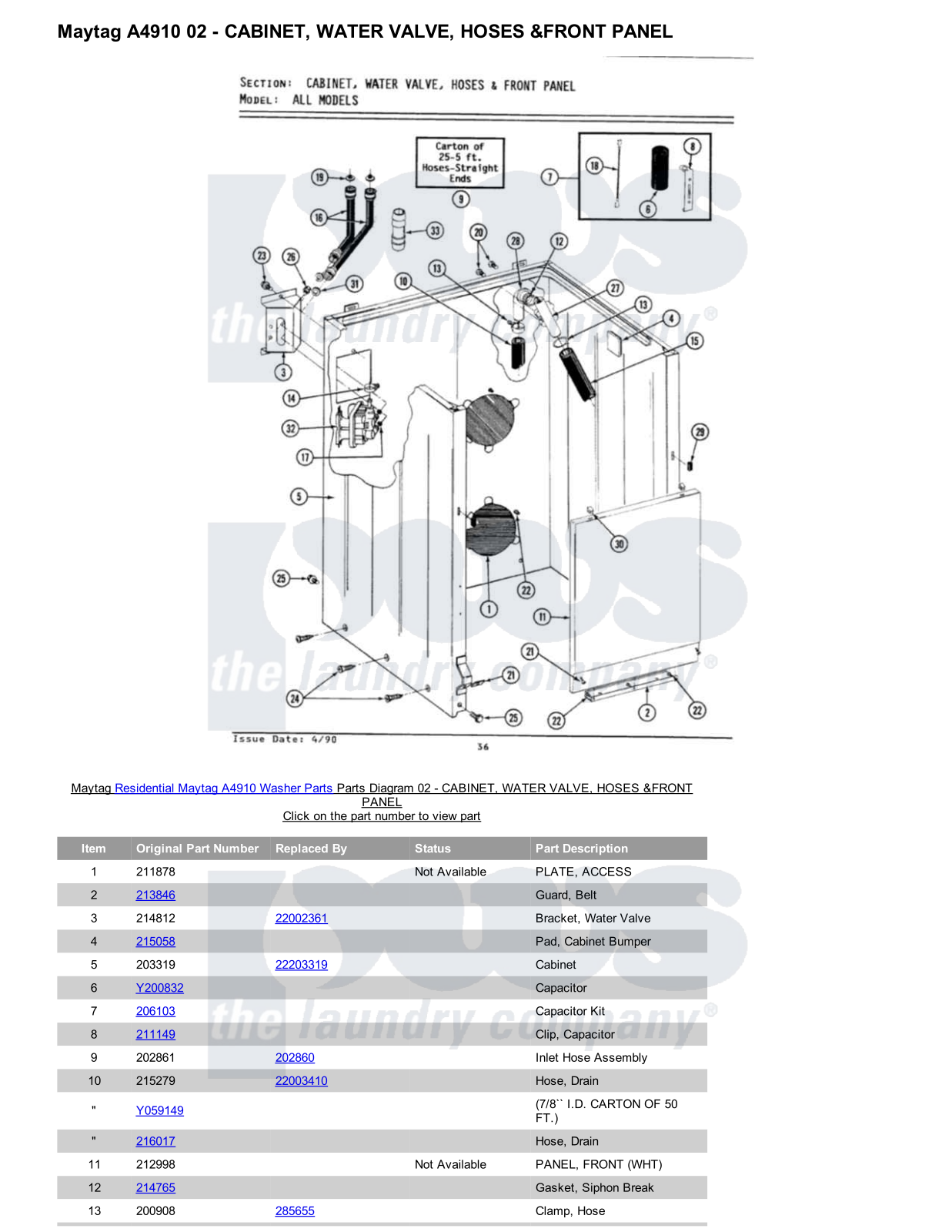 Maytag A4910 Parts Diagram