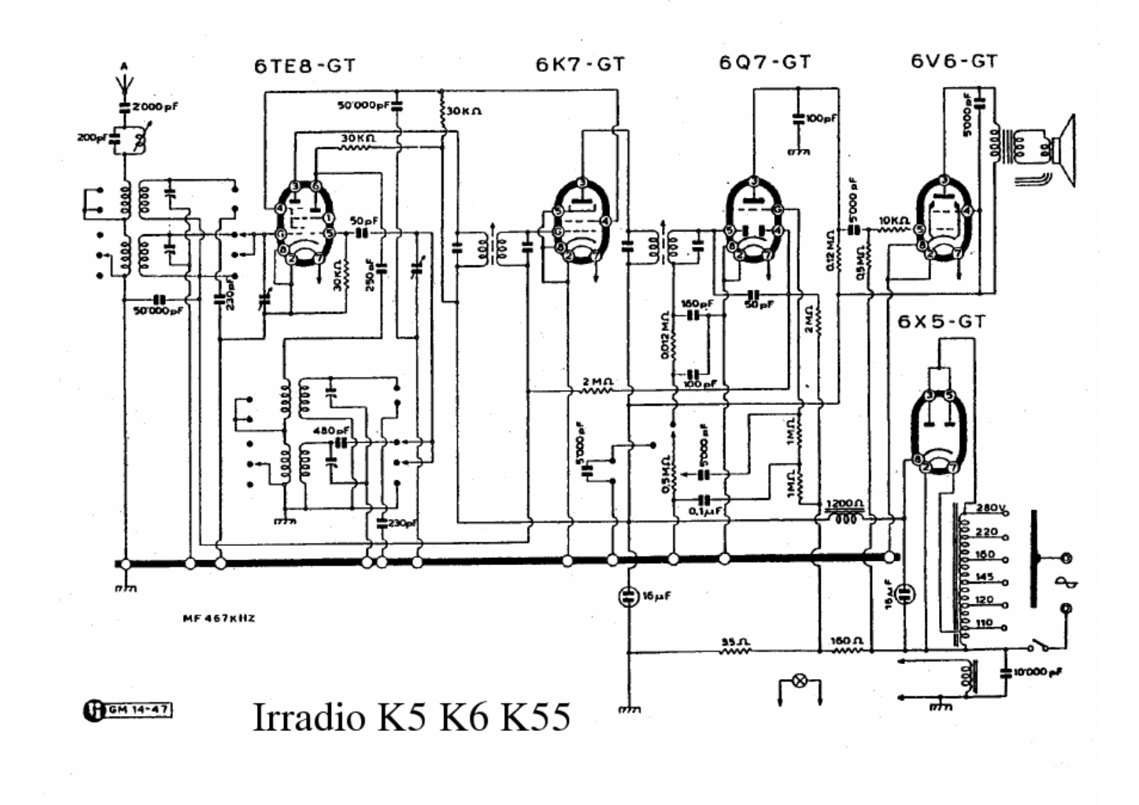 Irradio k5, k6, k55 schematic