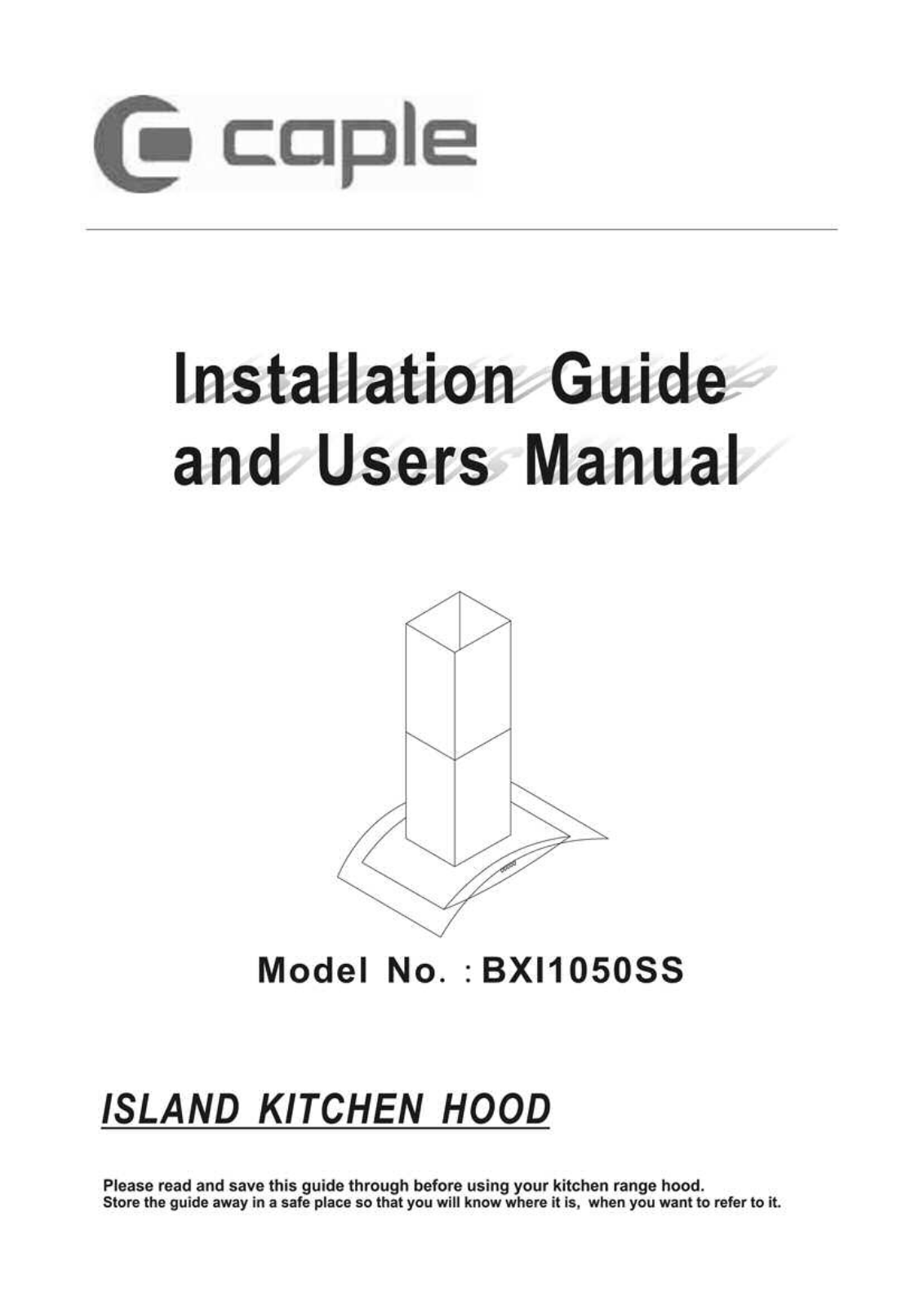 Caple BXI1050SS Instruction Manual