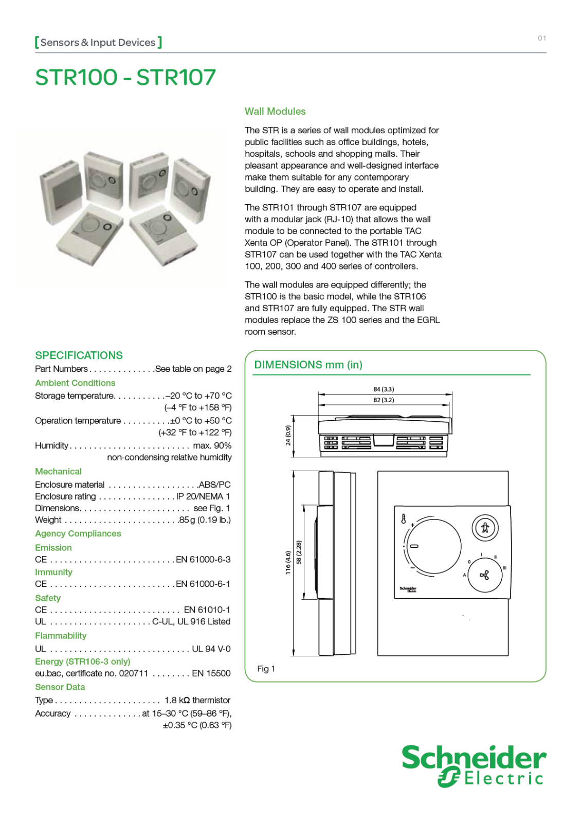 Schneider Electric STR100, STR101, STR102, STR103, STR104 Data Sheet