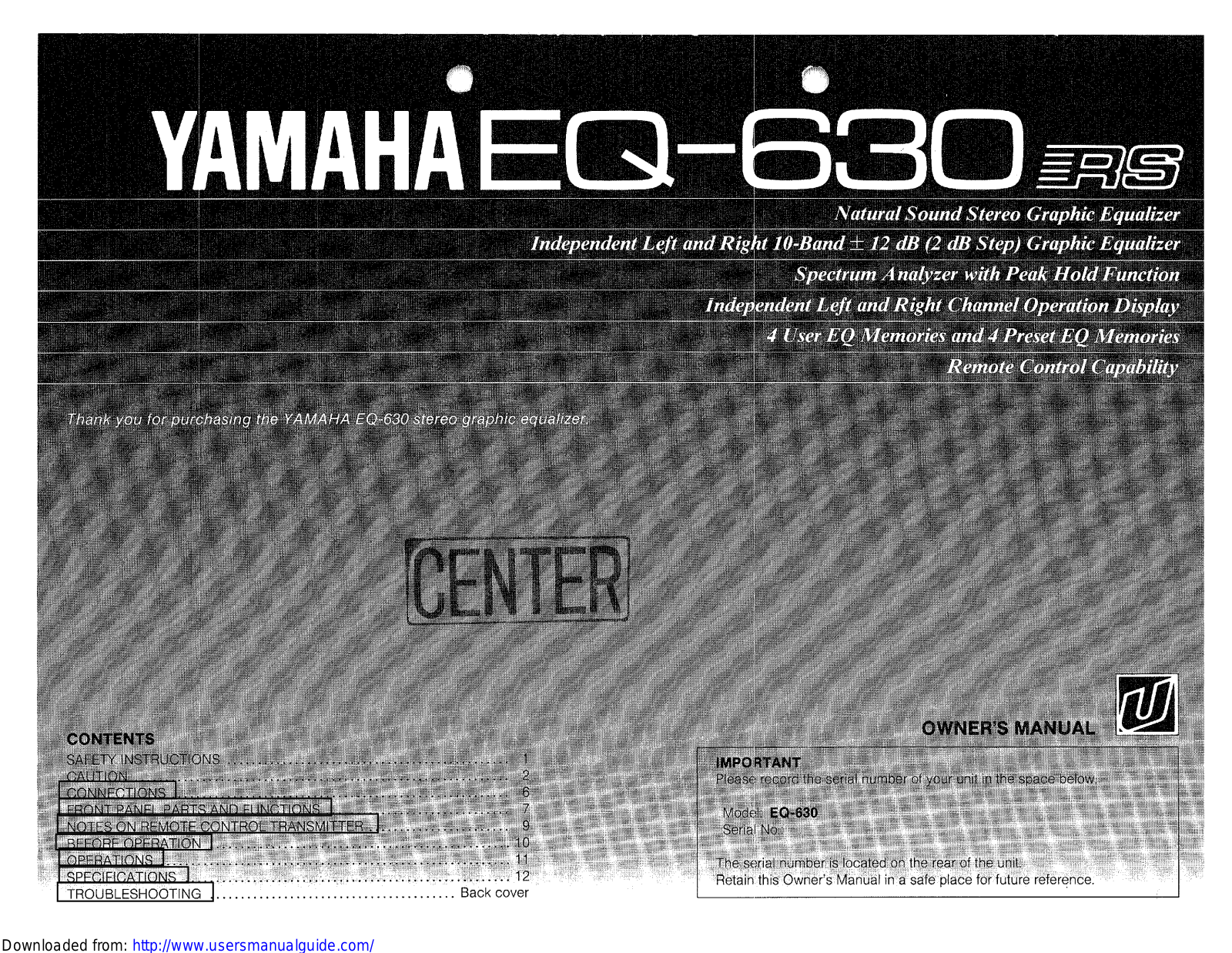 Yamaha Audio EQ-630 User Manual
