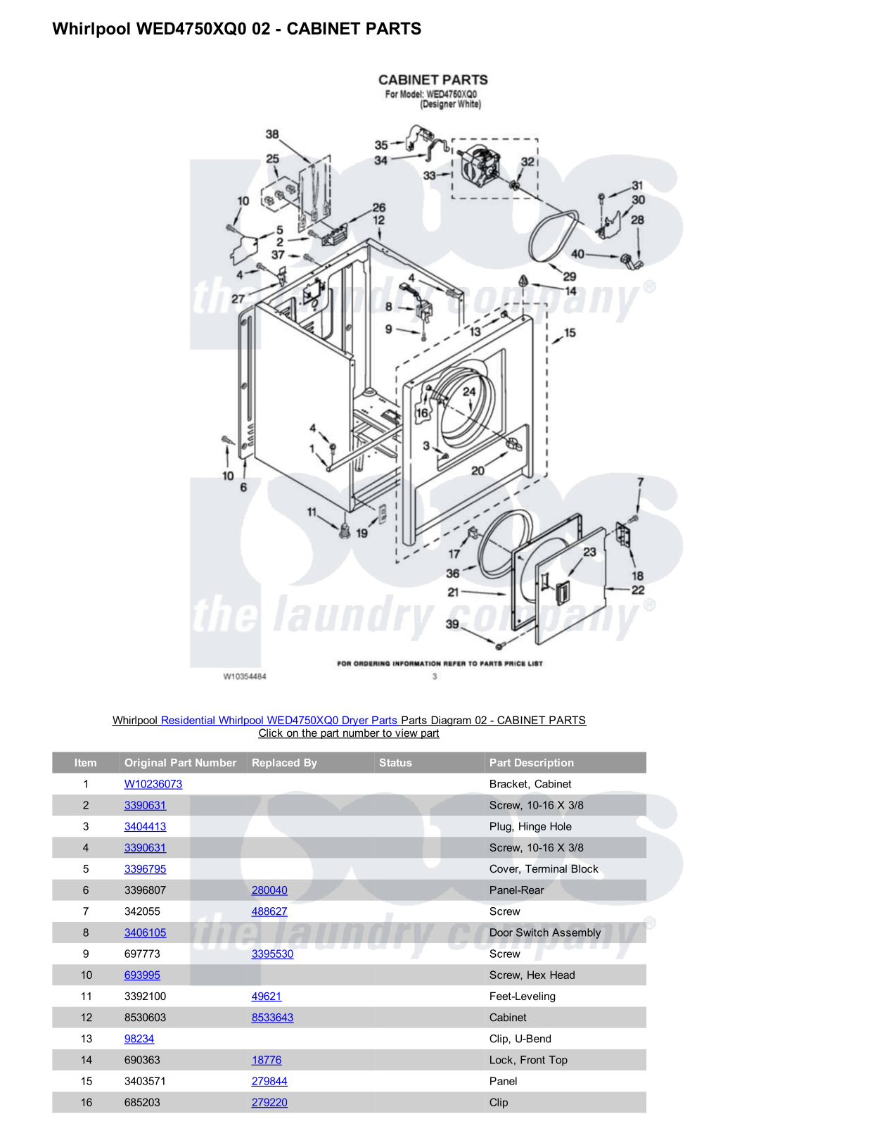 Whirlpool WED4750XQ0 Parts Diagram