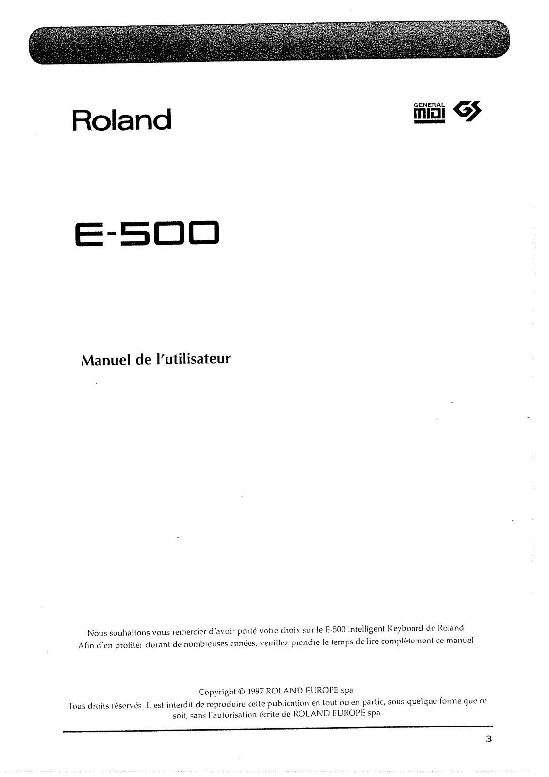 ROLAND E-500 User Manual
