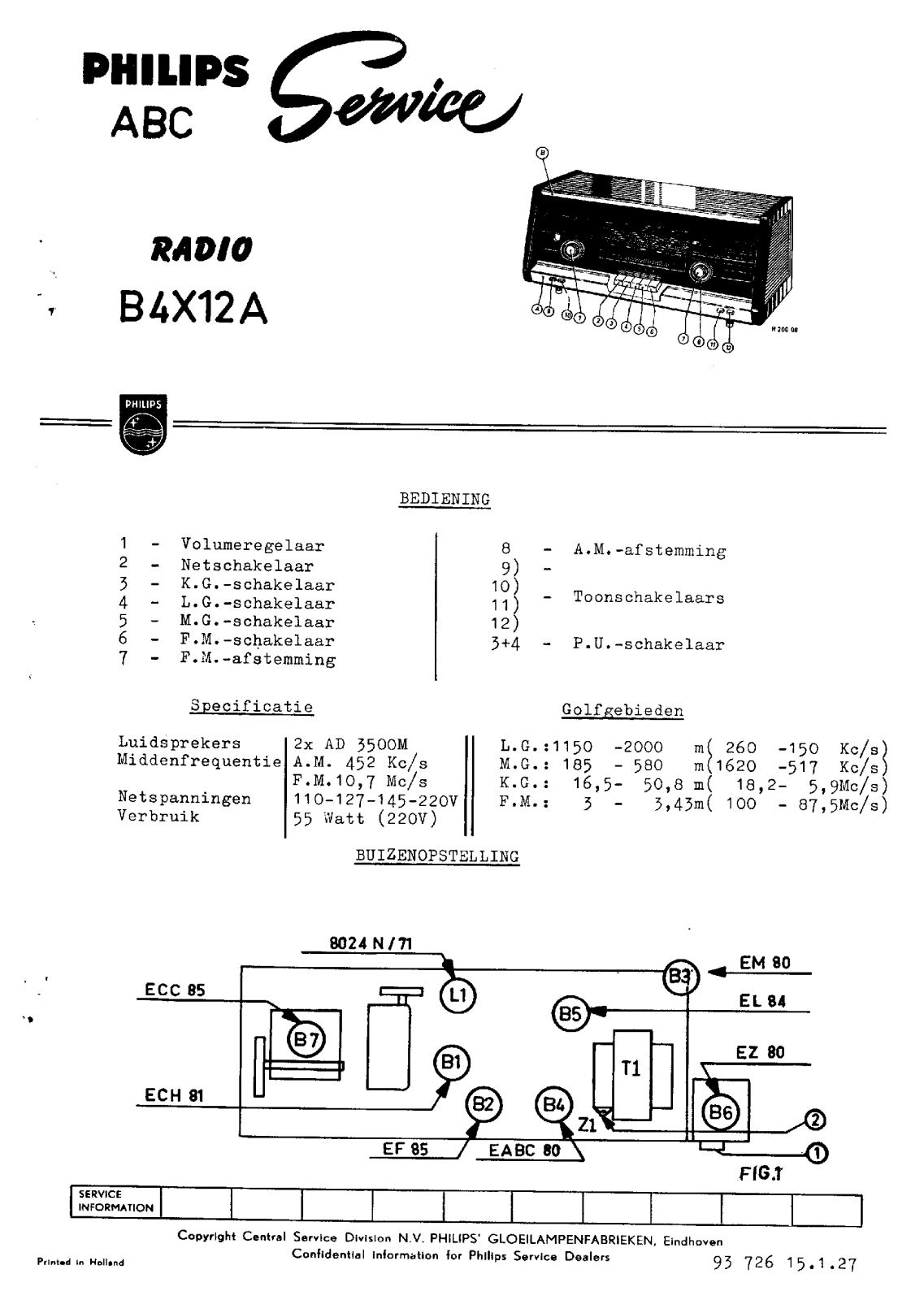 Philips B-4-X-12-A Service Manual