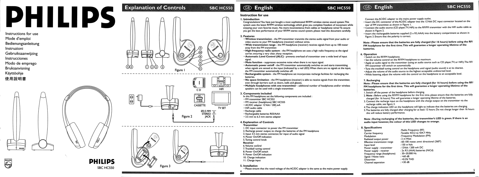 Philips SBCHC550/P00, SBCHC550/P01 User Manual