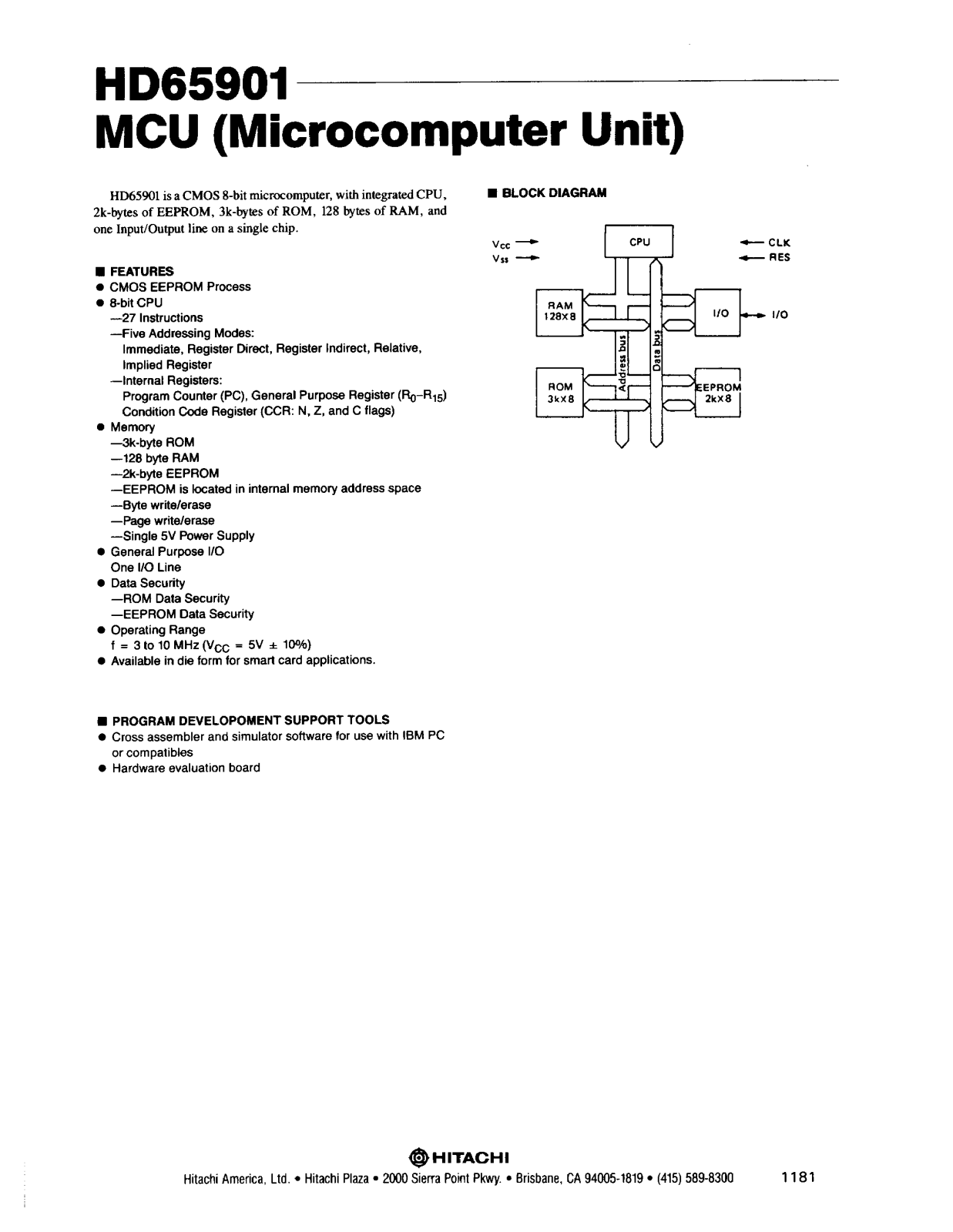 HIT HD65901 Datasheet