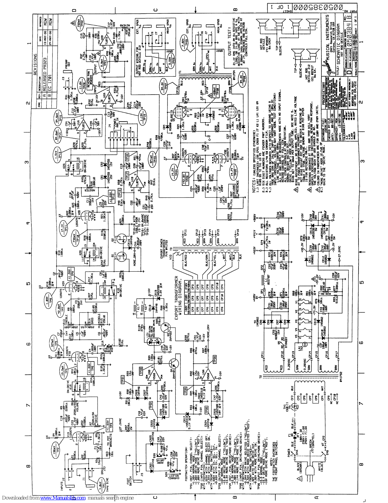 Fender Hot Rod DeVille, Hot Rod DeVille 212 Schematic Diagram