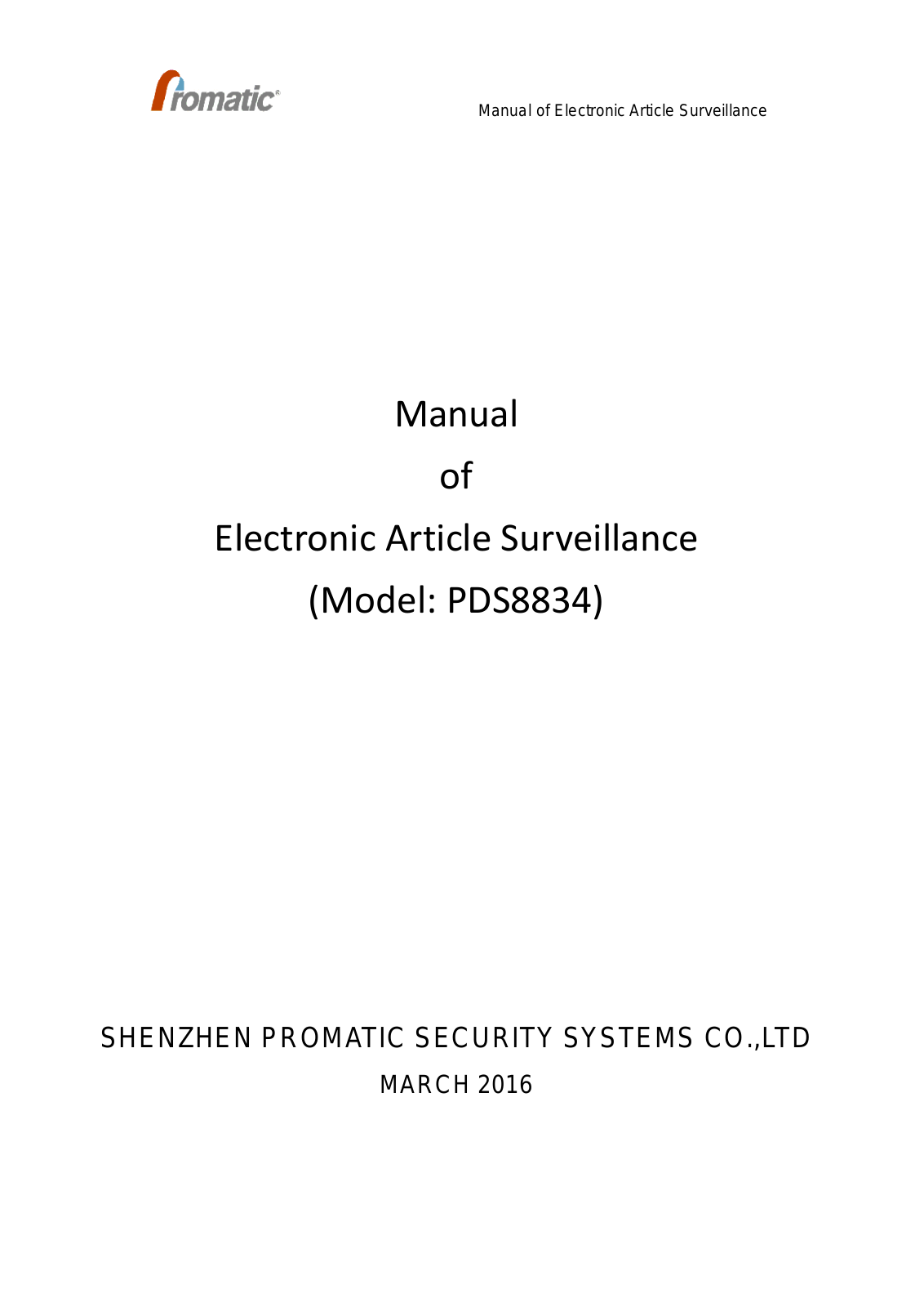 Promatic Security Systems PDS8834 Users Manual - ManualMachine.com