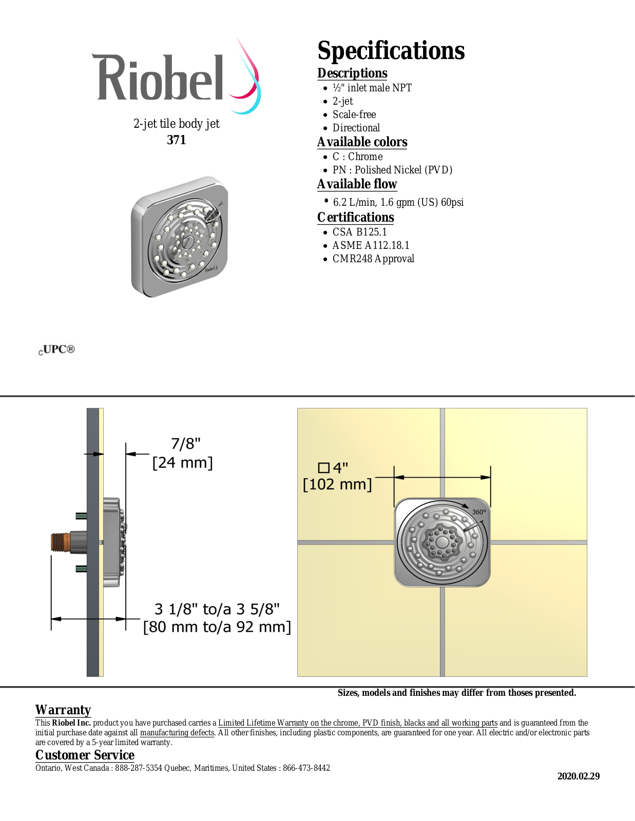 Riobel 371PN Specifications - ManualMachine.com