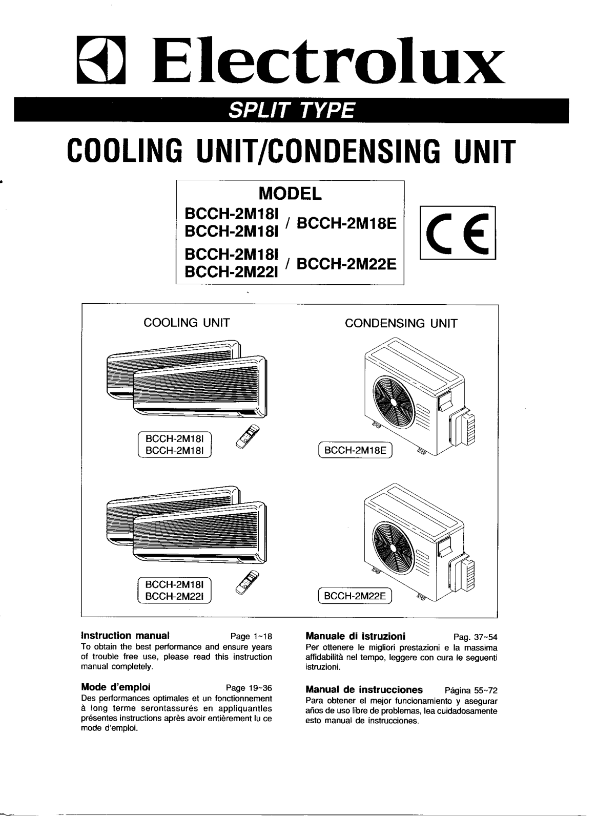 AEG BCCH-2M22E, BCCH-2M22I, BCCH-2M18I, BCCH-2M18E User Manual