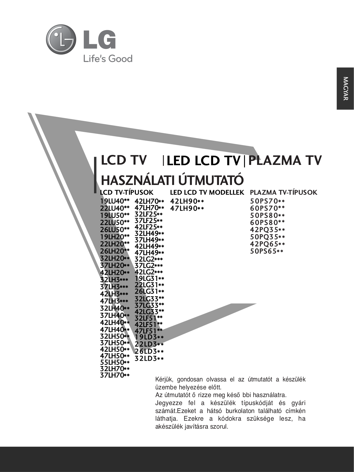 Lg 37LG3300, 37LH4900, 42LH4000, 47LH4000, 47LH4900 User Manual