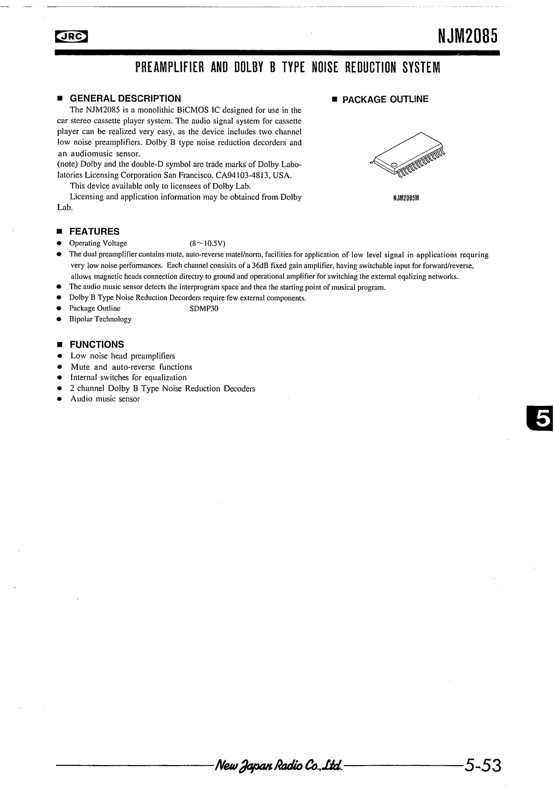 JRC NJM2085M Datasheet