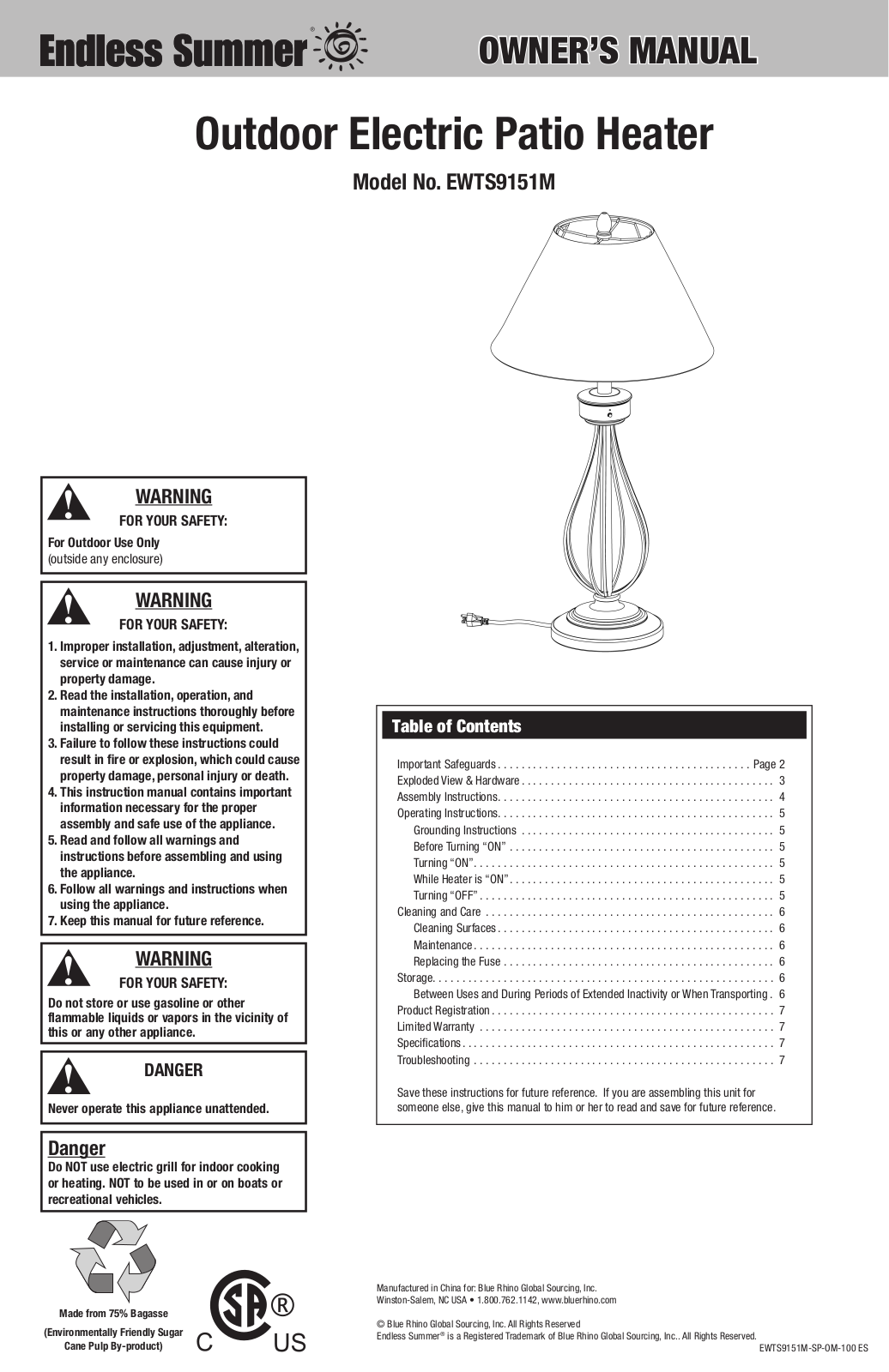 Blue Rhino EWTS9151M User Manual