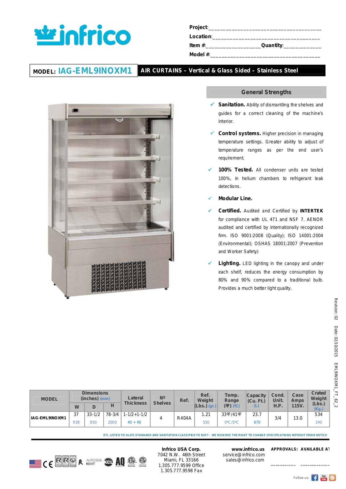 Infrico IAG-EML9INOXM1 User Manual