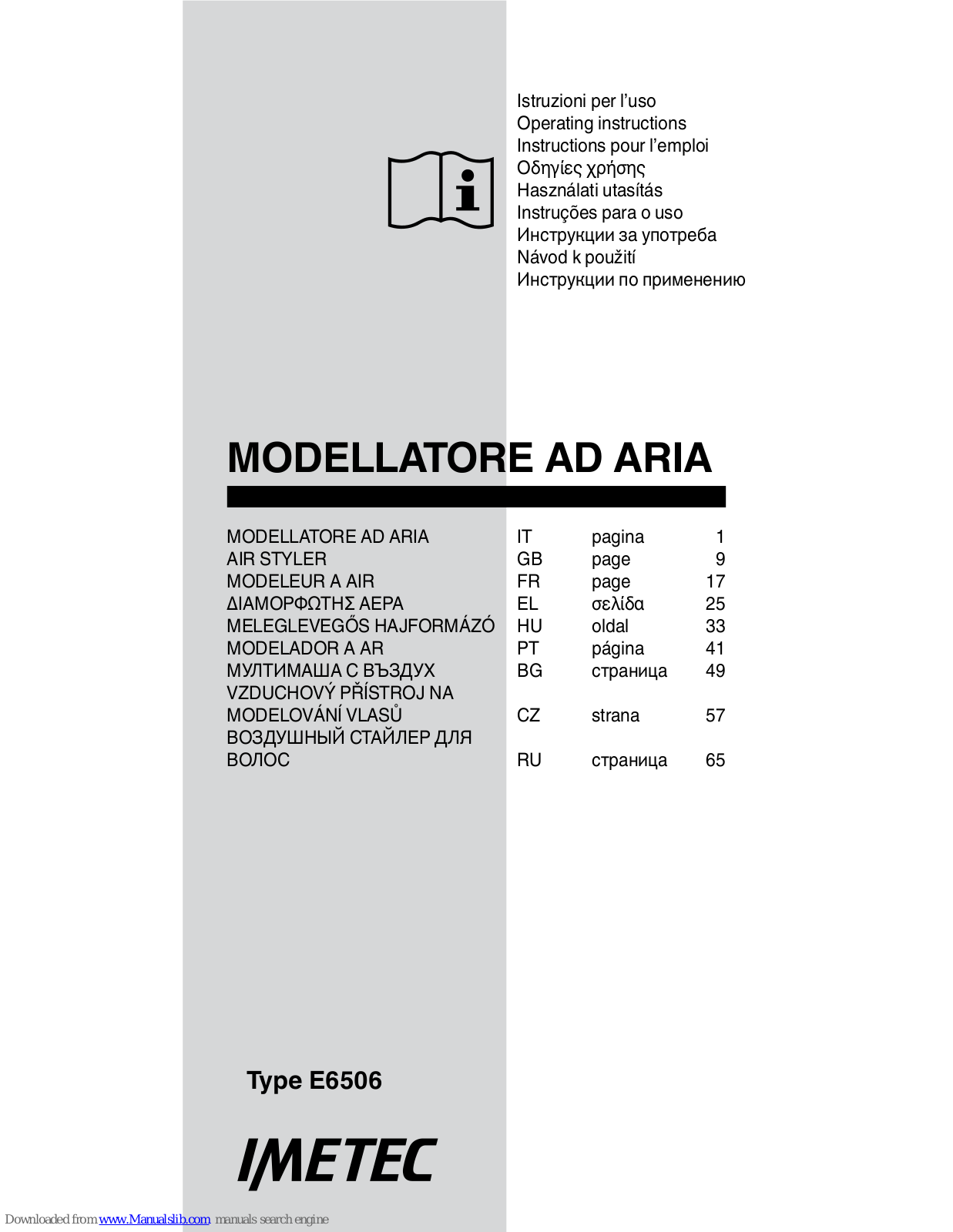 Imetec E6506 Operating Instructions Manual