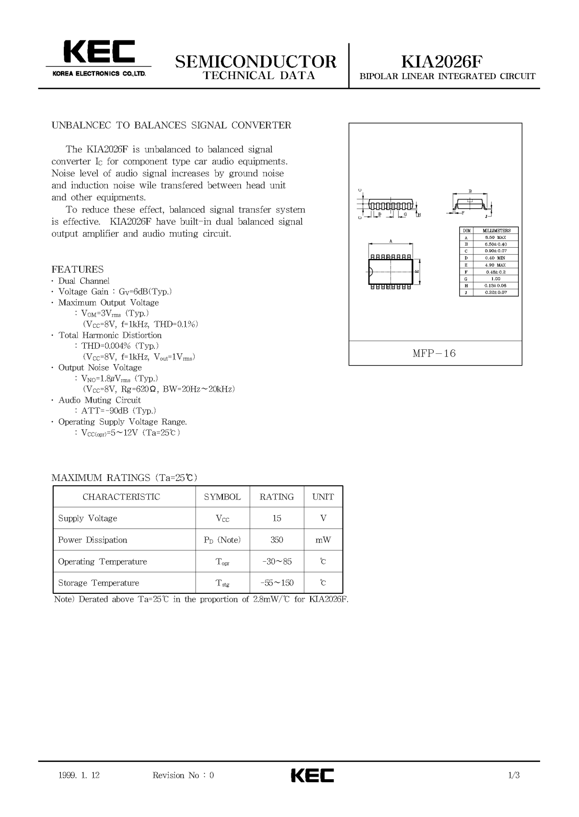 KEC KIA2026F Datasheet