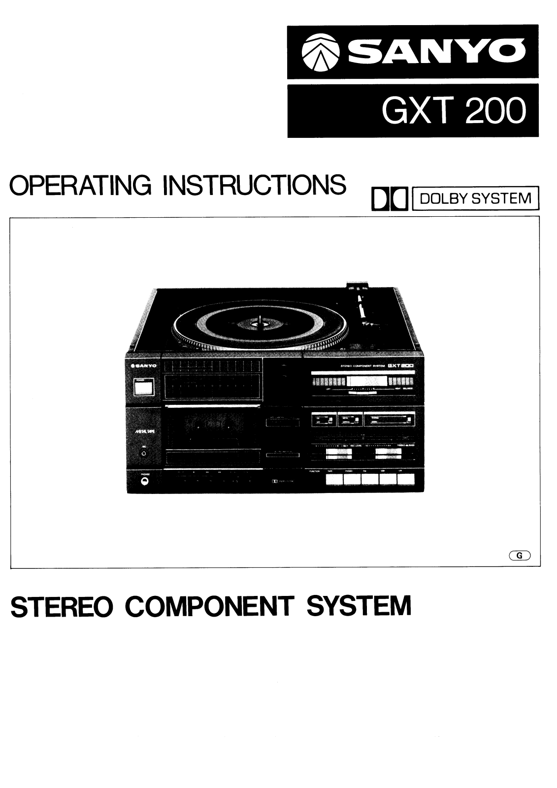 Sanyo GXT 200 Instruction Manual