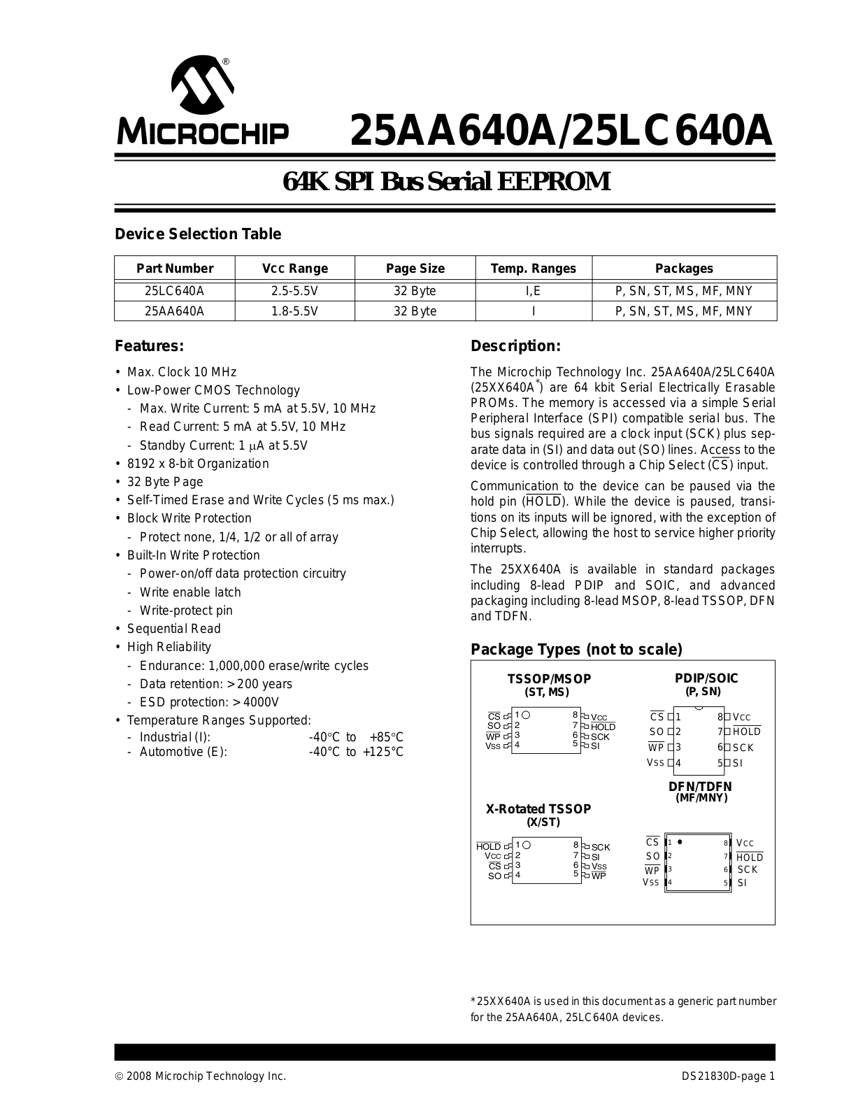 Datasheet 25AA640A, 25LC640A Datasheet - ManualMachine.com