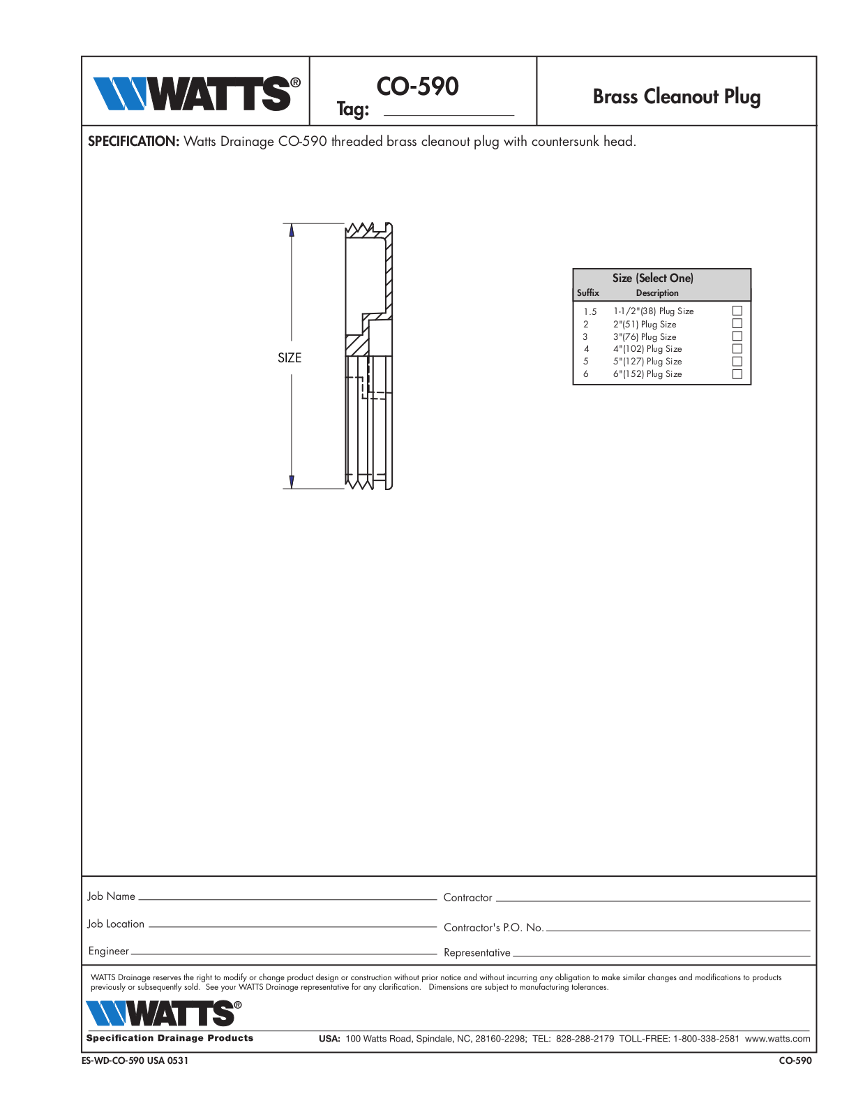 Watts CO-590 User Manual