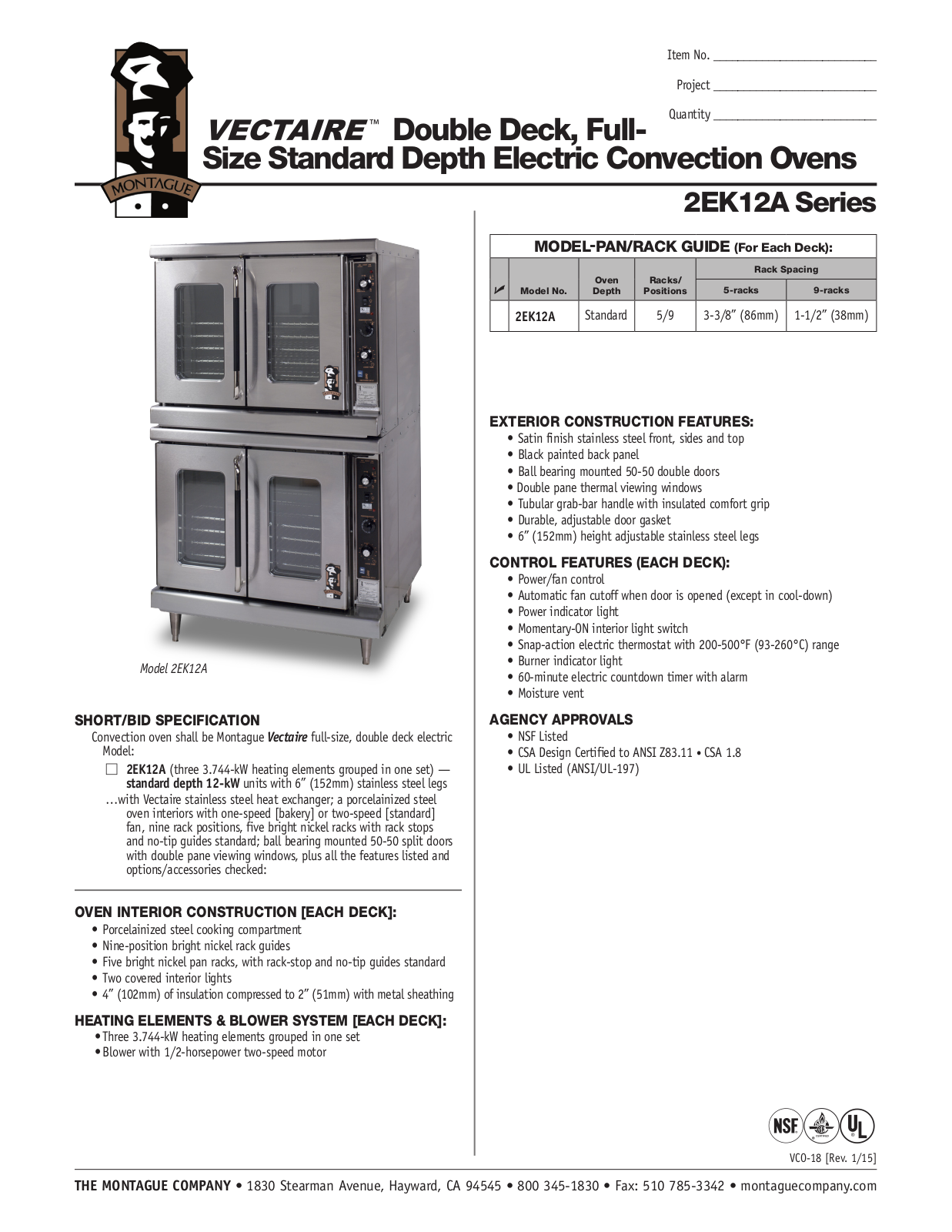 Montague 2EK12A User Manual