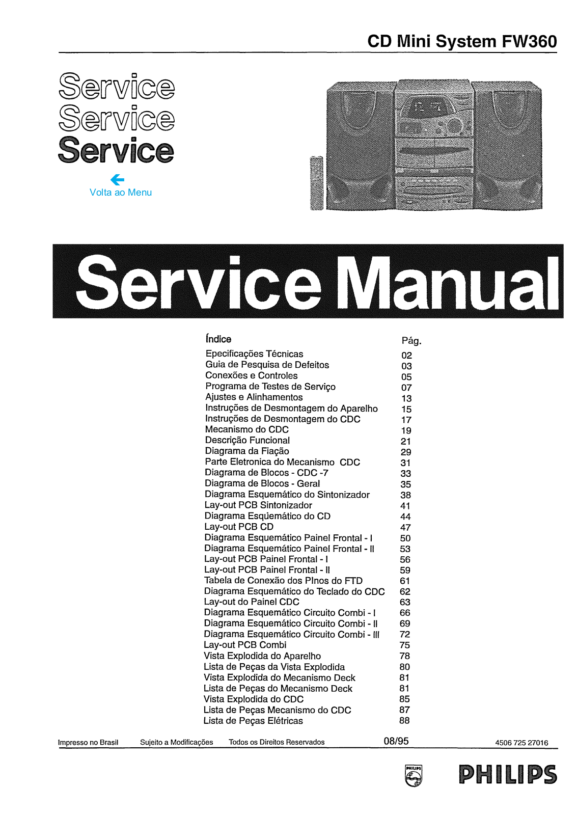 Philips FW 360 Service Manual