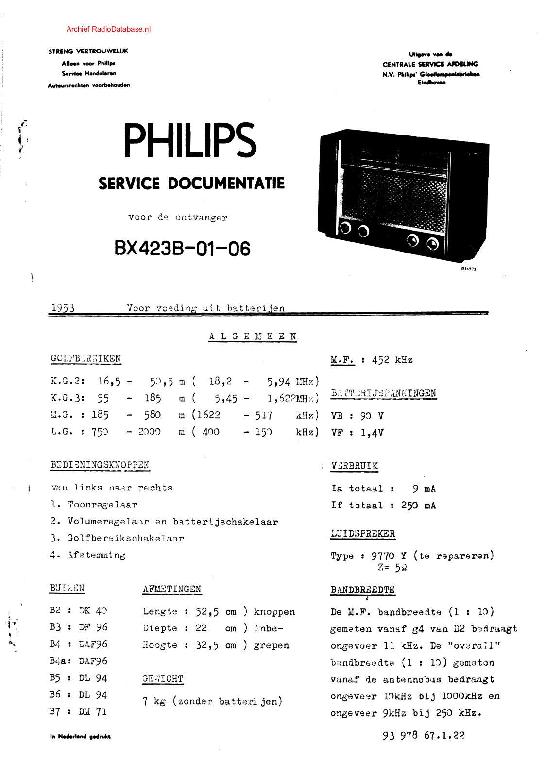 Philips BX423B Schematic