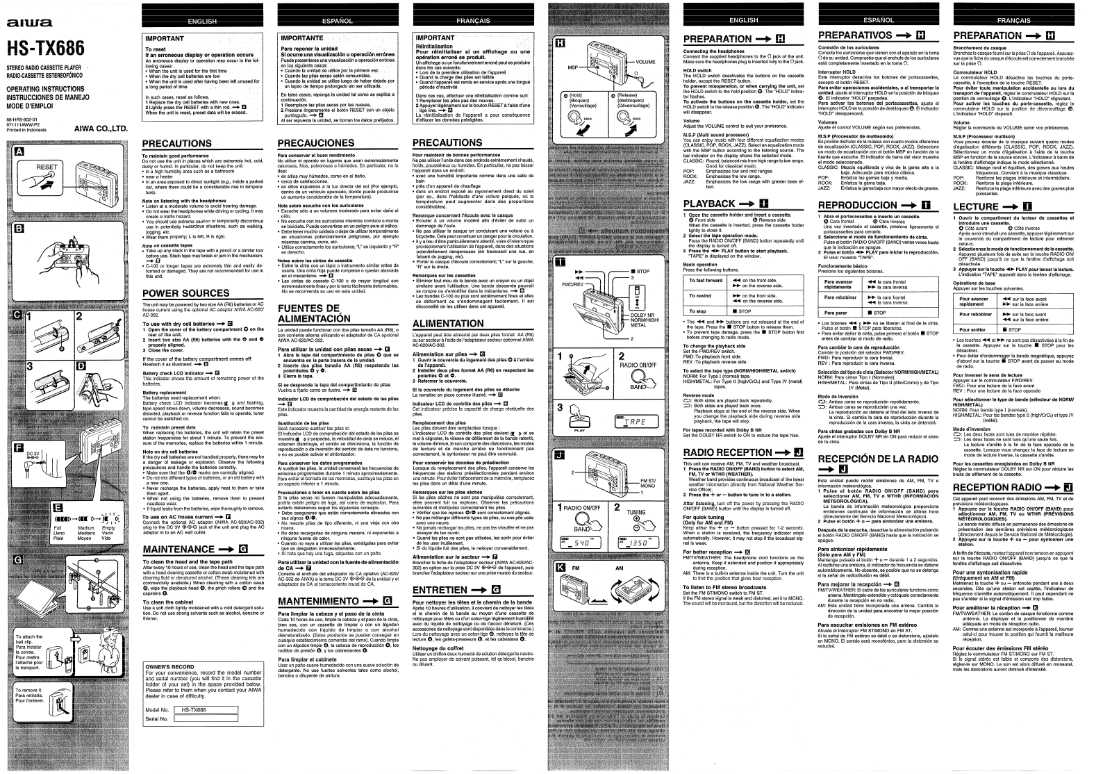Sony HSTX686 OPERATING MANUAL - ManualMachine.com