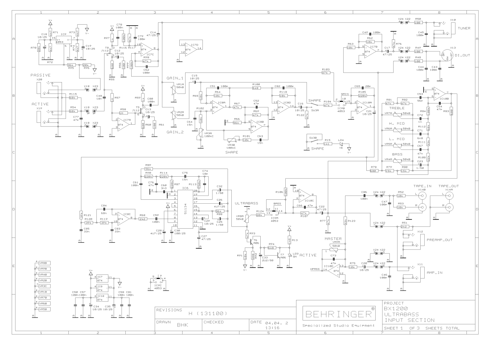 Behringer bx1200 Schematic