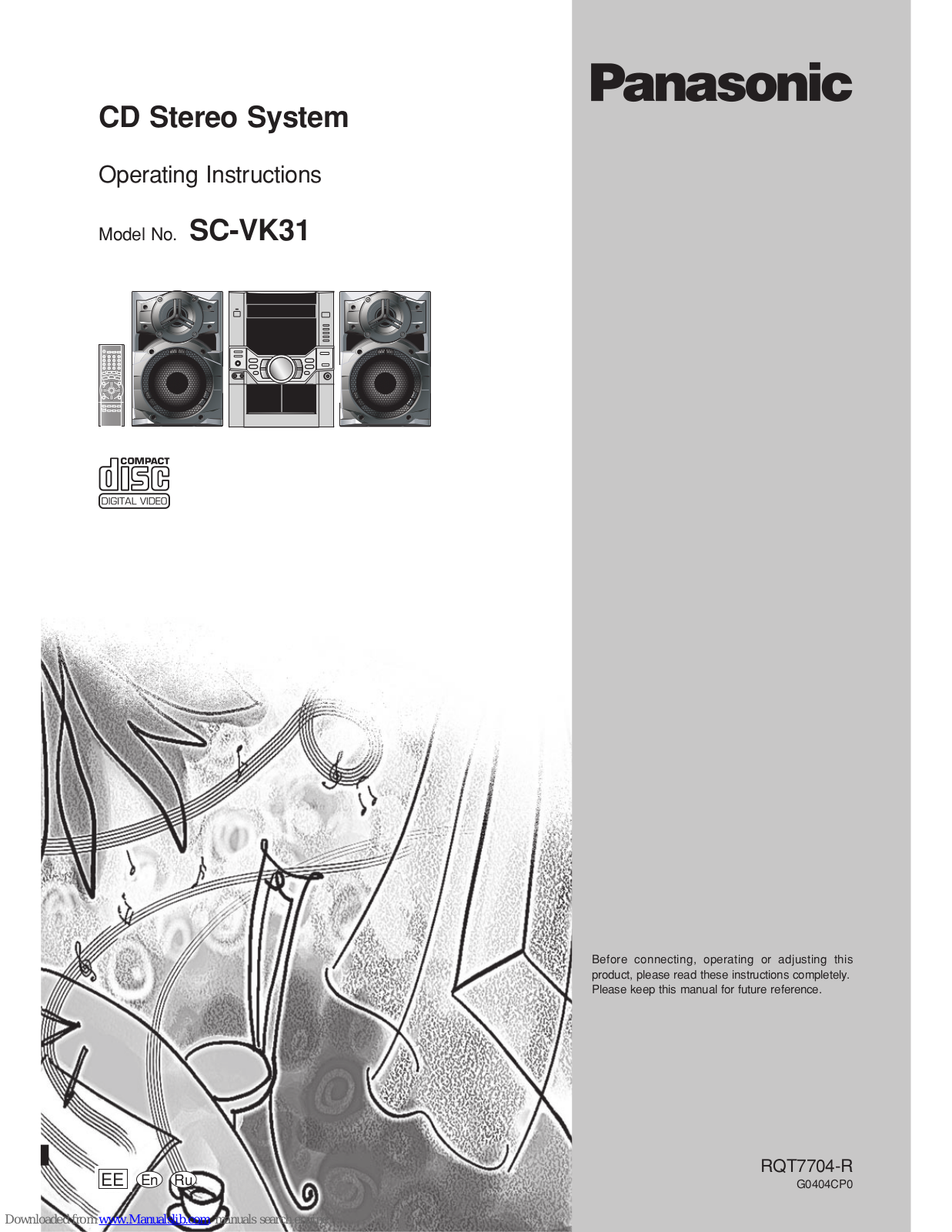 Panasonic SA-VK31, SB-VK31 Operating Instructions Manual