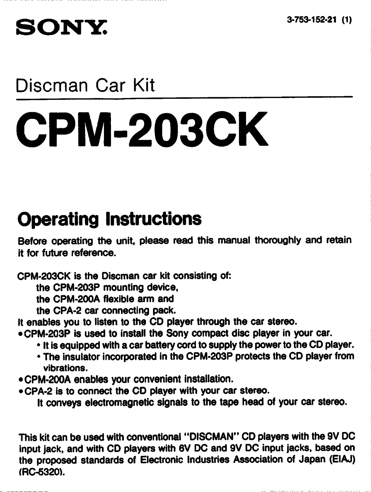 Sony CPM203CK Operating Manual