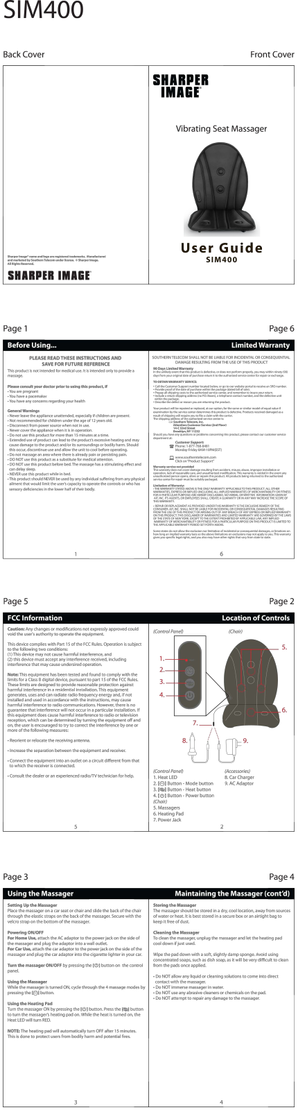 Sharper image SIM400 User Manual