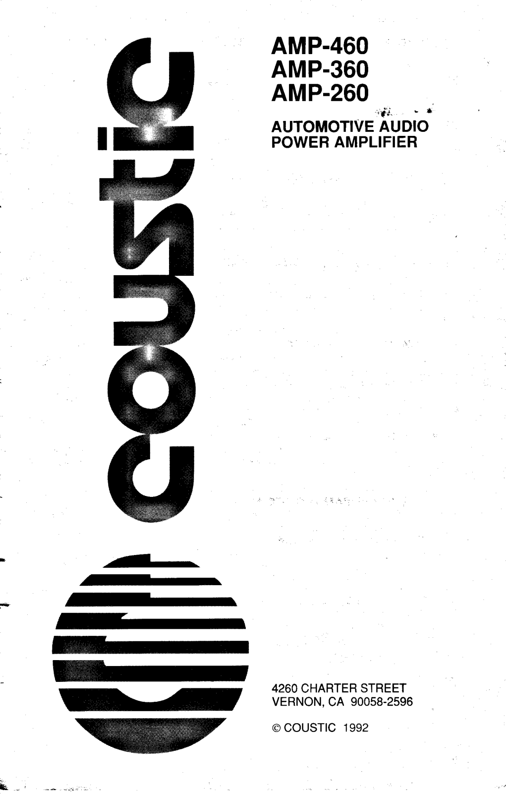 Coustic AMP-460, AMP-360, AMP-260 Instruction Manual