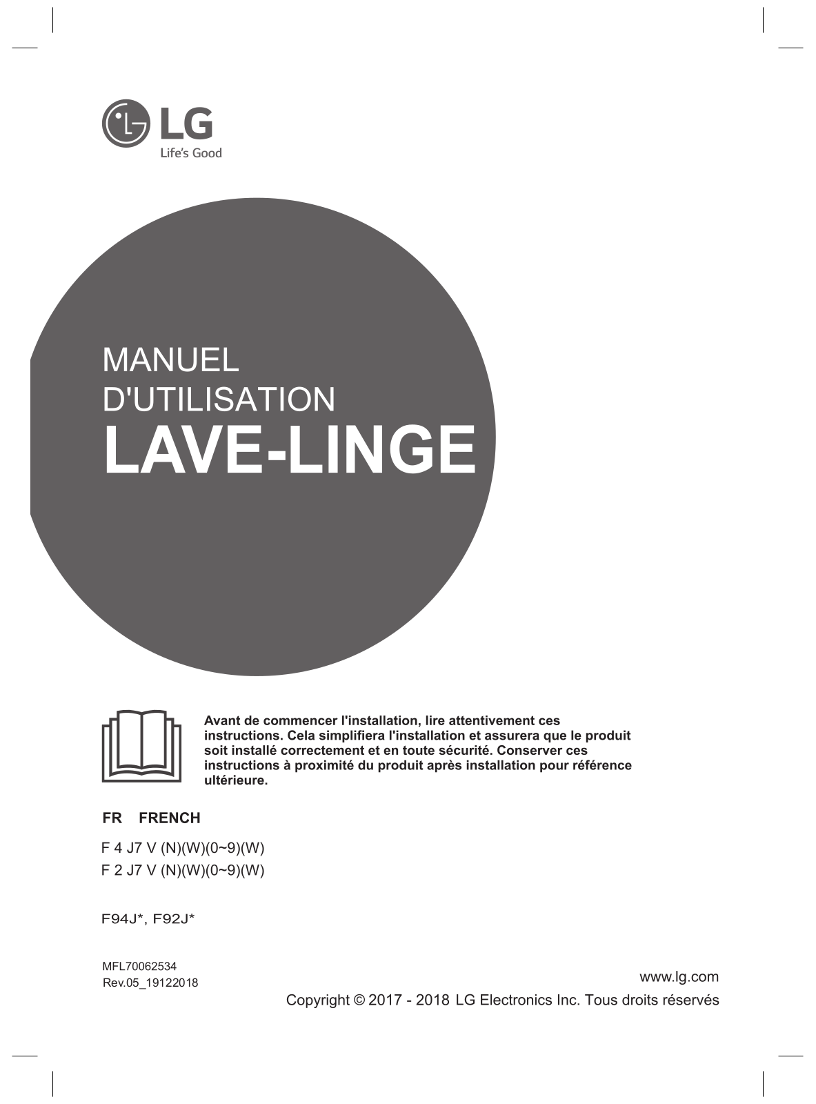 LG F94J71WH User manual