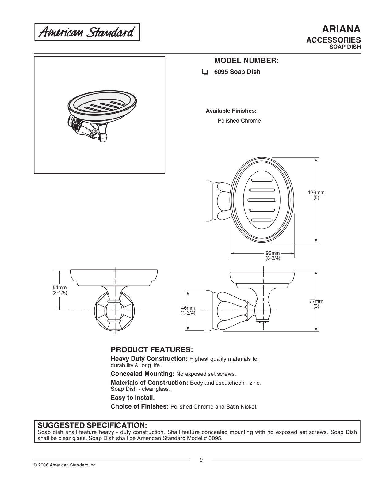 American Standard 6095 User Manual