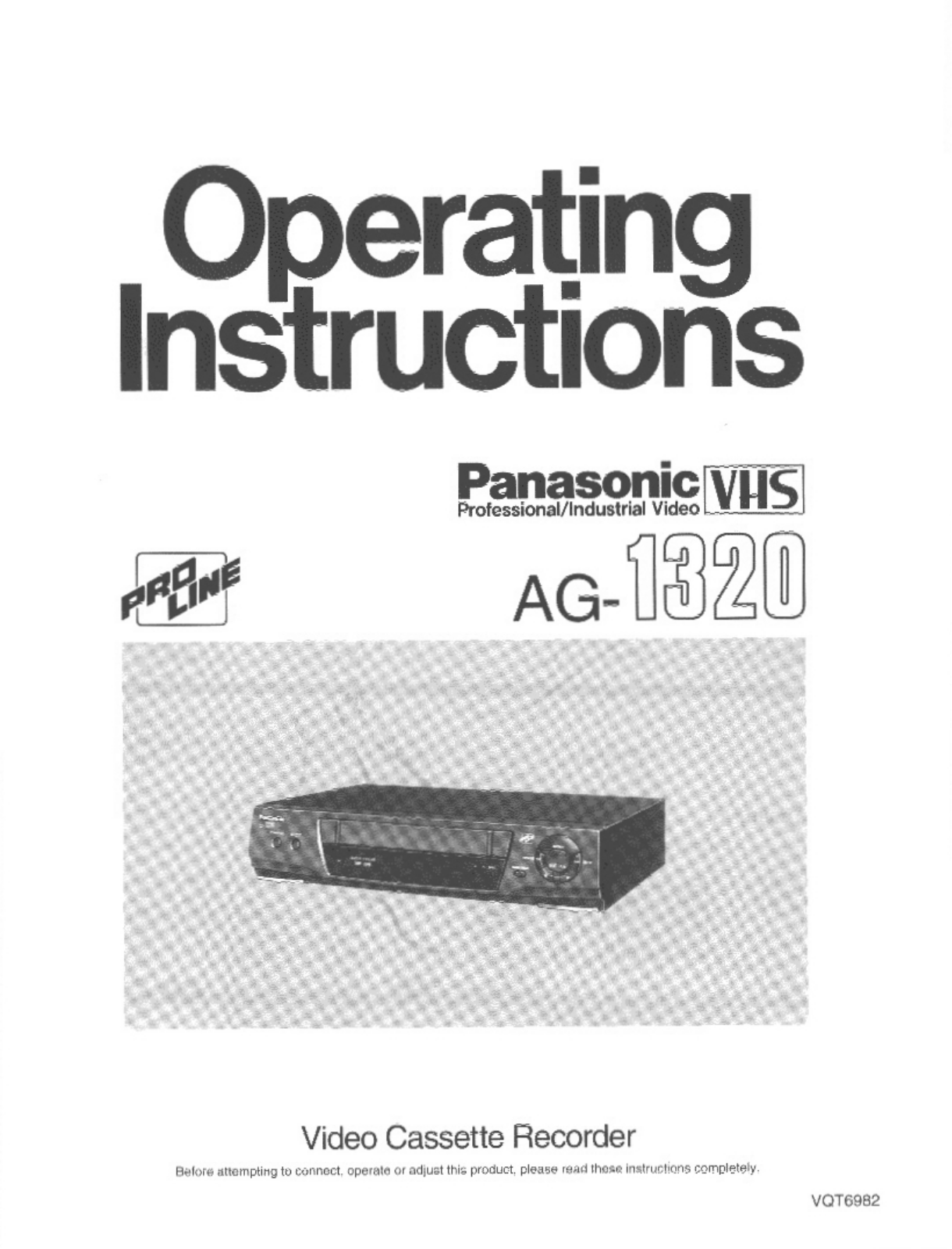 Panasonic ag1320 Operation Manual