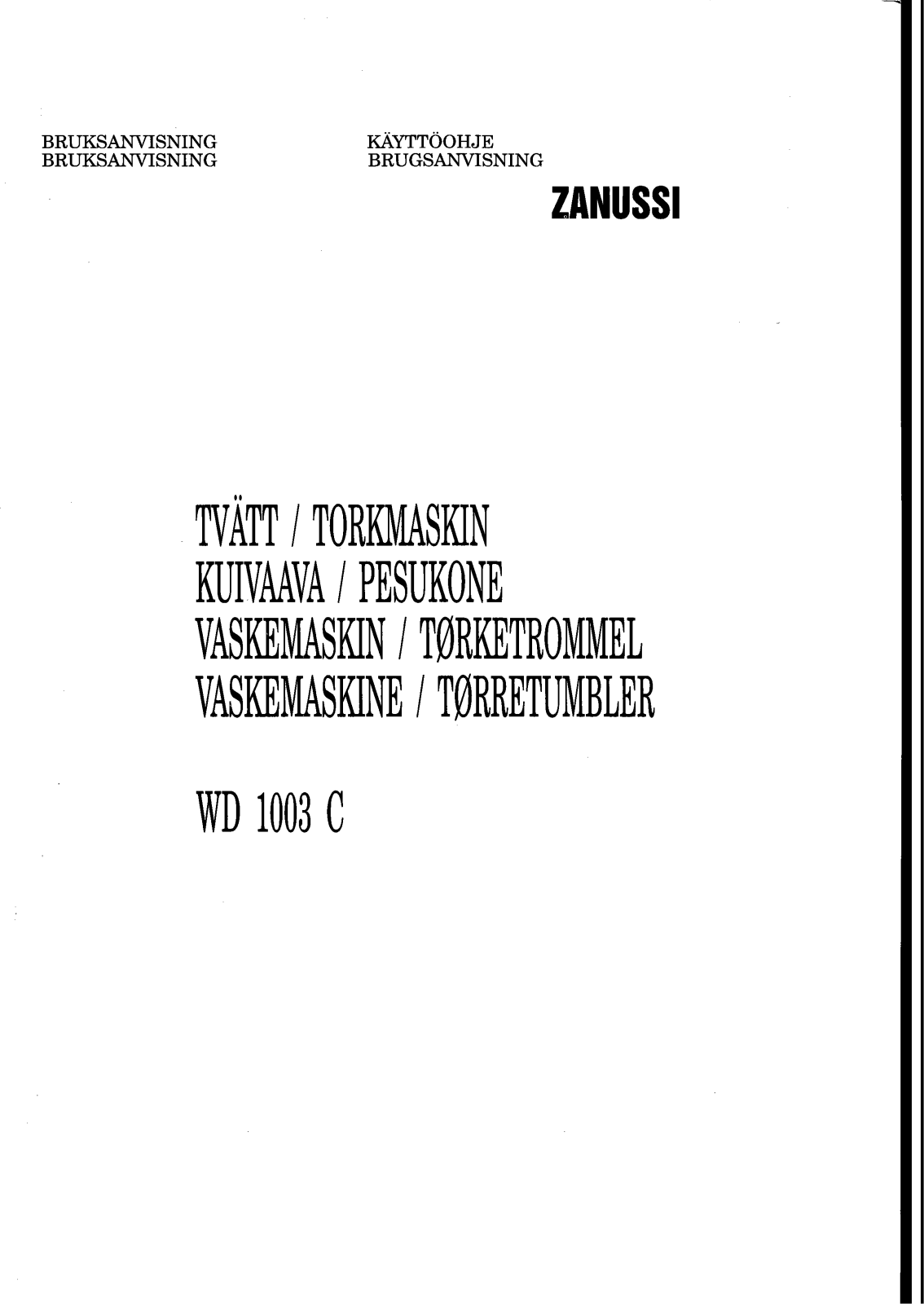 Zanussi WD1003C User Manual