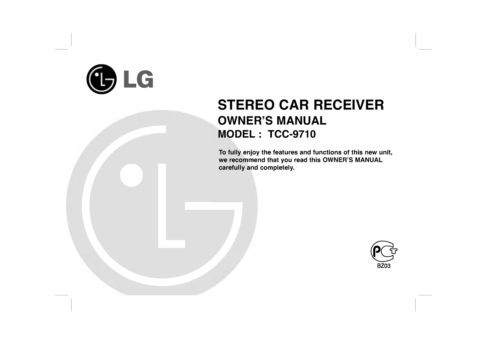 LG TCC-9710 User guide