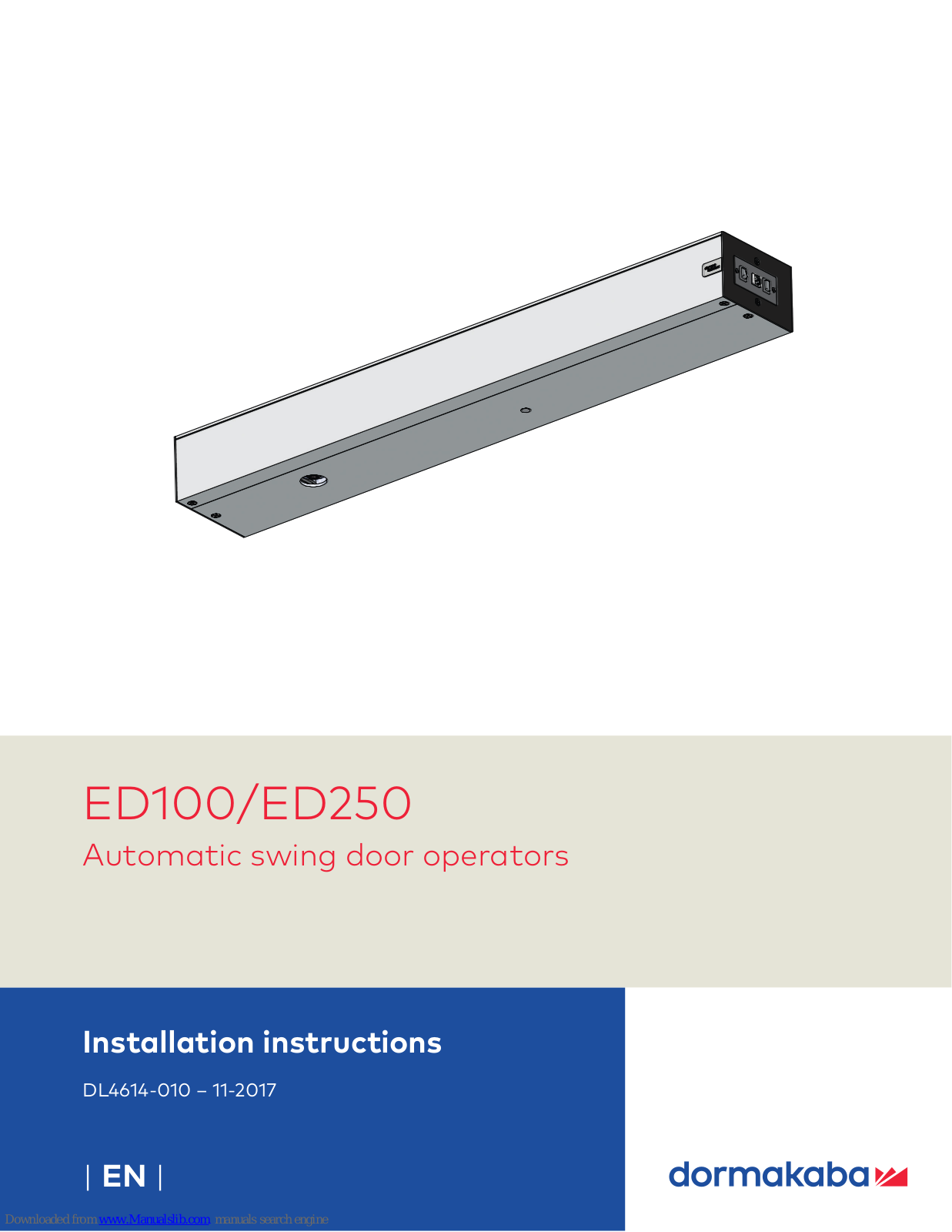 Dormakaba ED100, ED250 Installation Instructions Manual