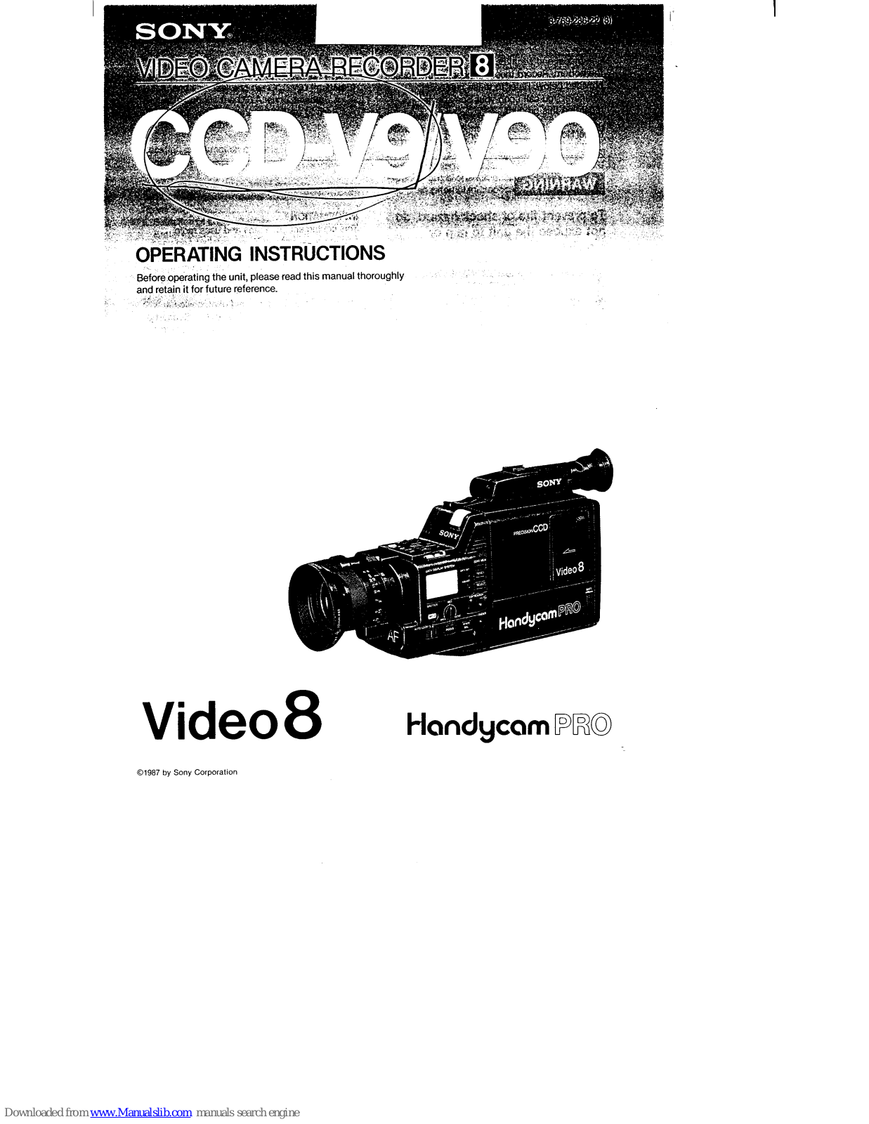 Sony Handycam PRO CCD-V9, Handycam PRO CCD-V90 Operating Instructions Manual