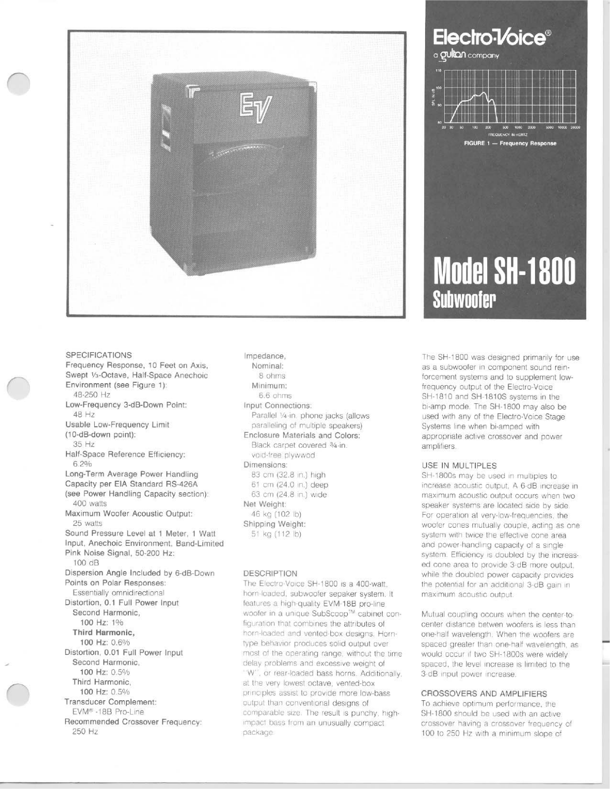 Electro-Voice SH-1800 User Manual