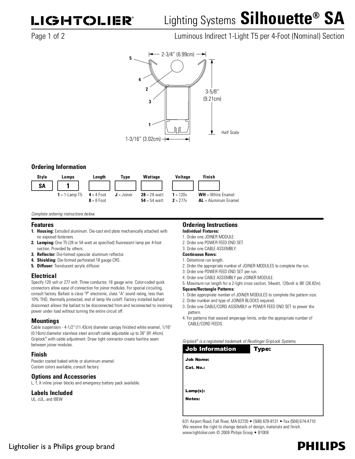 Lightolier Silhouette SA User Manual