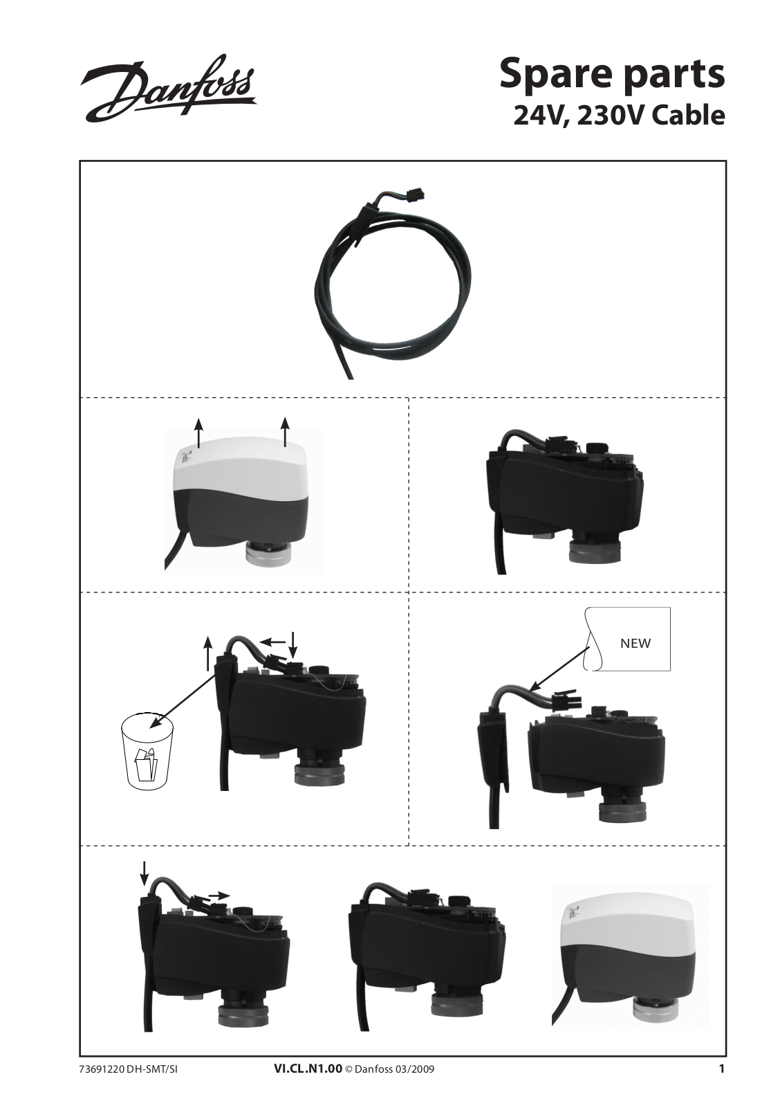 Danfoss Spare parts 24V, Spare parts 230V Cable Installation guide