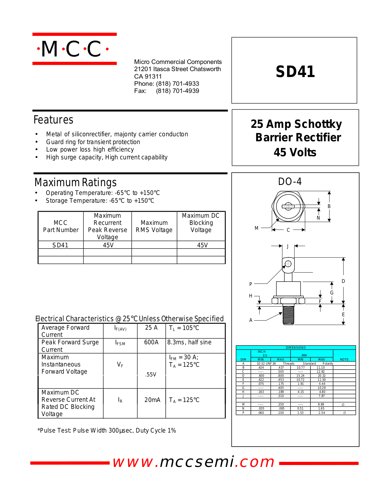 MCC SD41 Datasheet