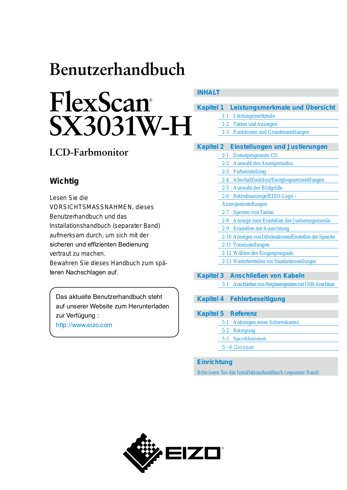 Eizo FLEXSCAN SX3031W, FLEXSCAN SX3031H User Manual