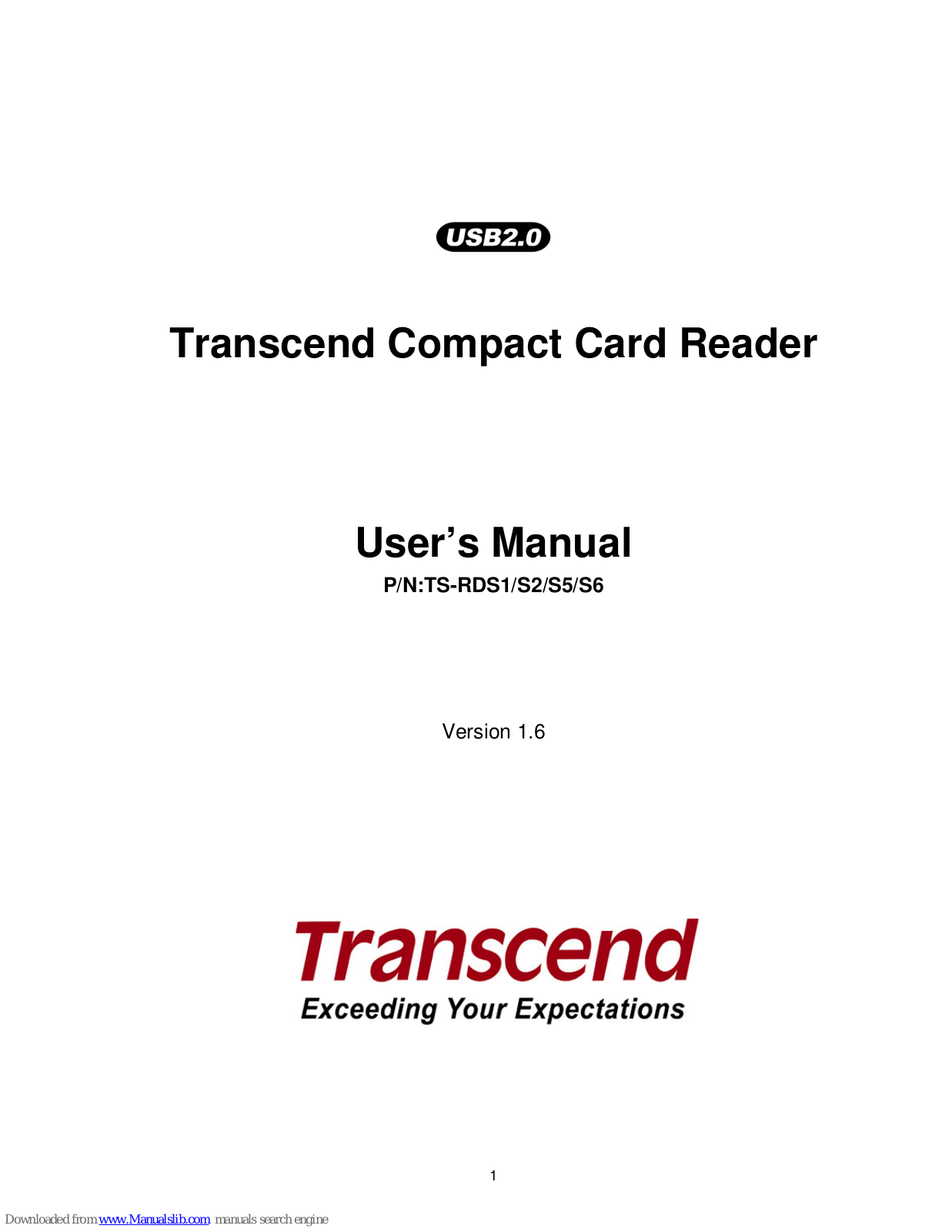 Transcend RDS1/S2/S5/S6, TS-RDS1, TS-RDS2, TS-RDS5, TS-RDS6 User Manual