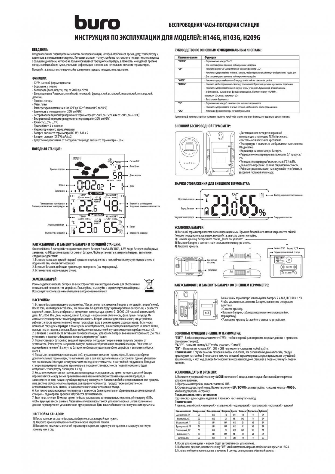 Buro H103G User Manual