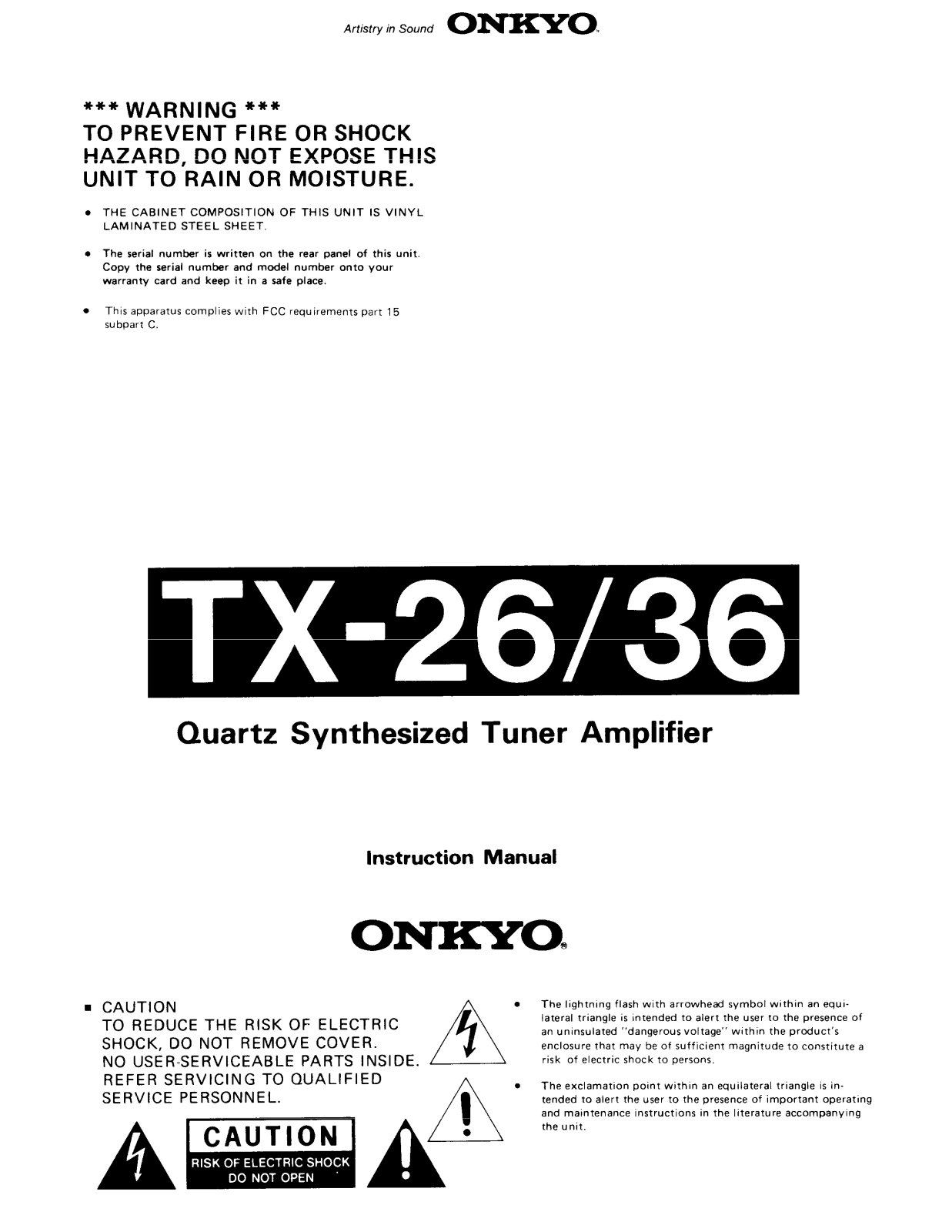 Onkyo TX-36, TX-26 Instruction Manual