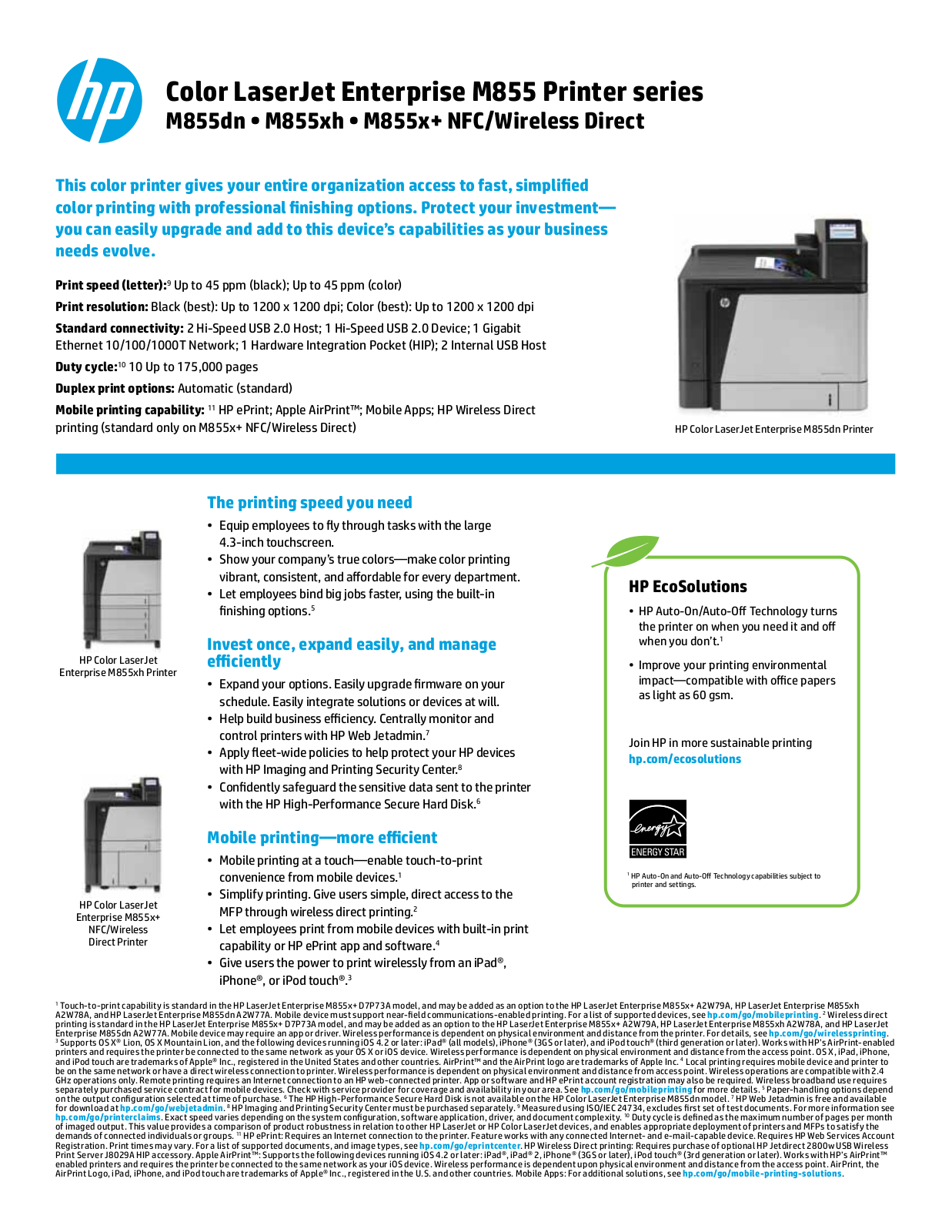 HP m855 Datasheet